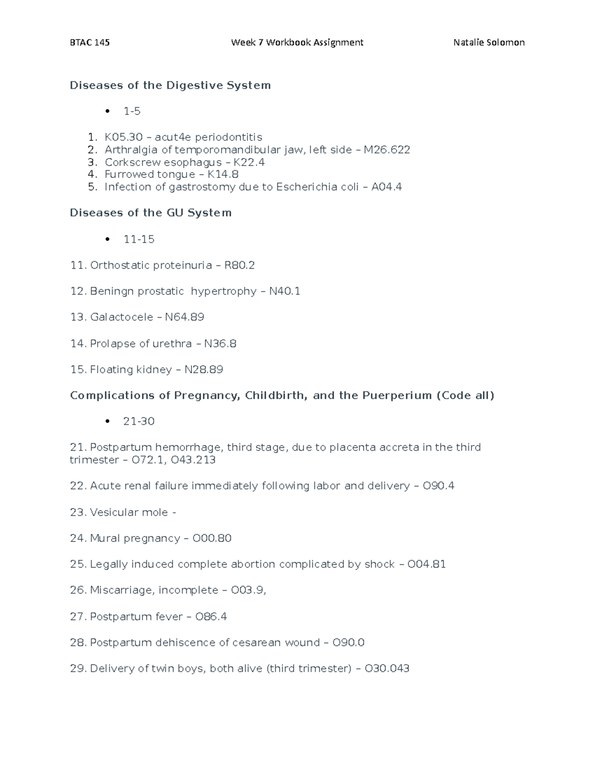 Week 7 Workbook Assignment - BTAC 145 Week 7 Workbook Assignment ...