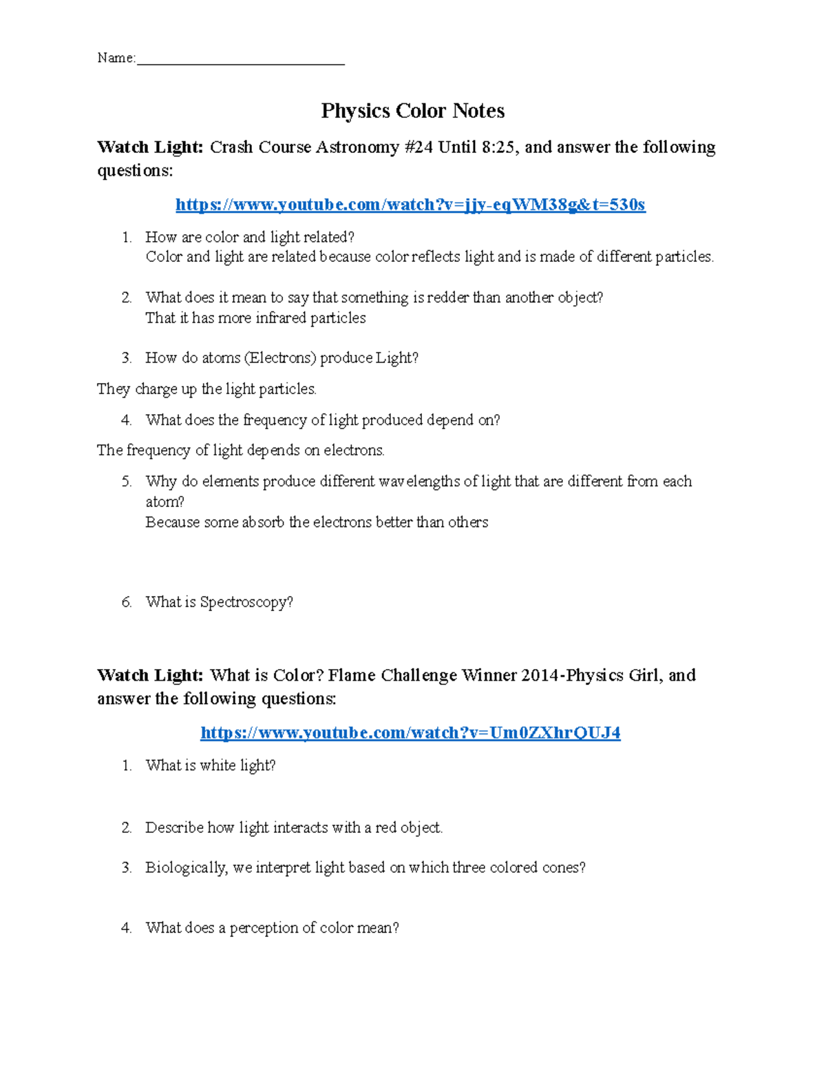 Physics Color Notes 2023 - Name:____________________________ Physics ...