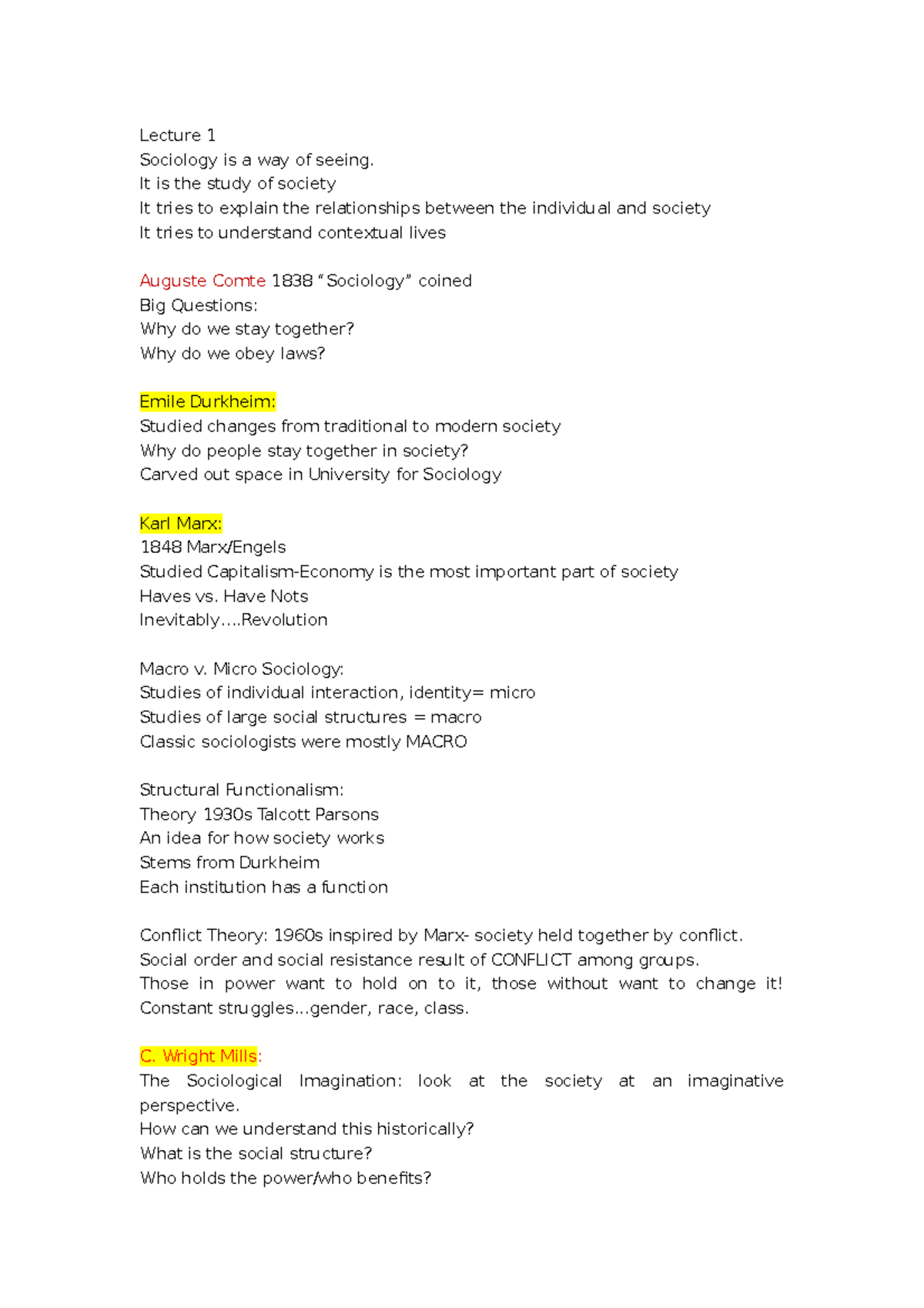 introduction to sociology notes - Lecture 1 Sociology is a way of ...