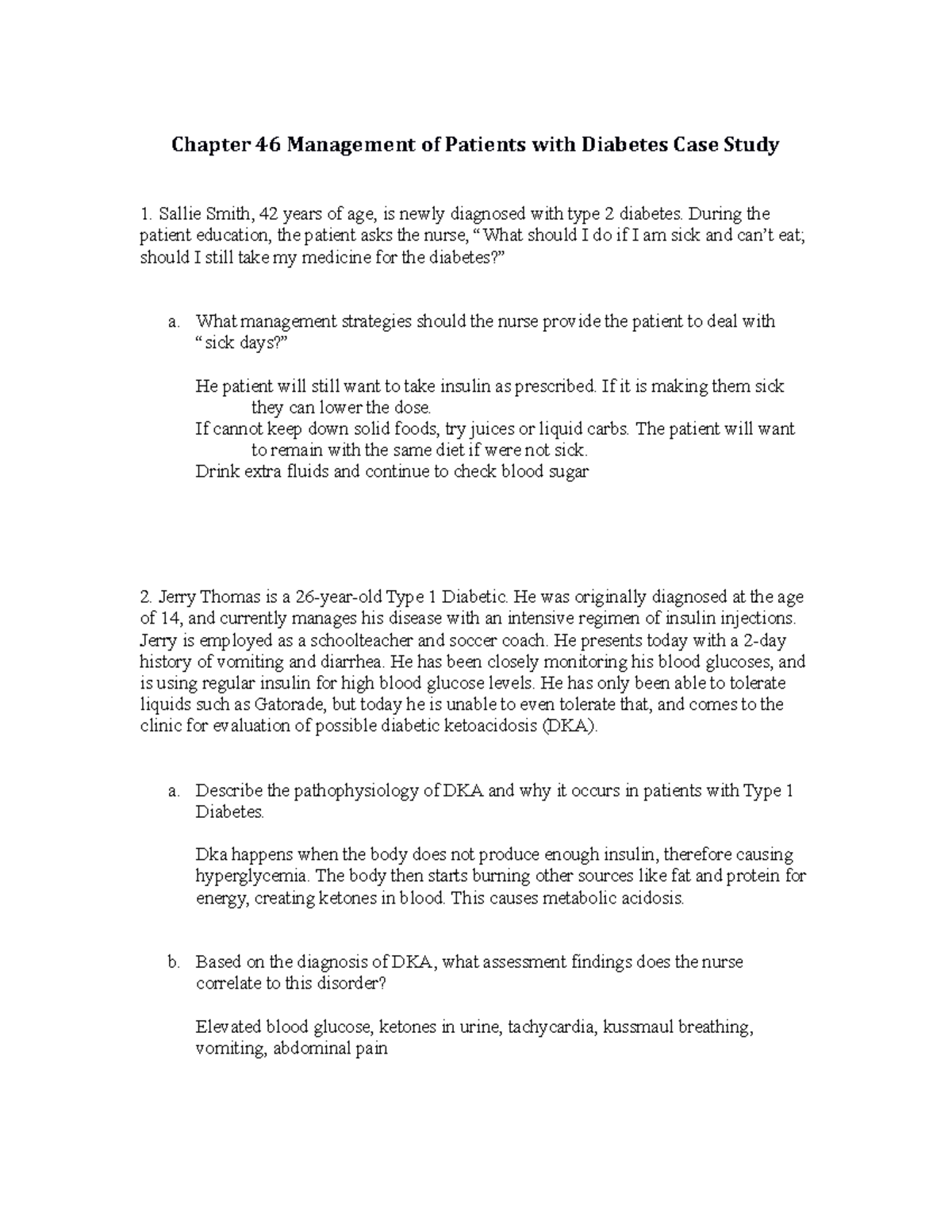 nursing case study diabetes management