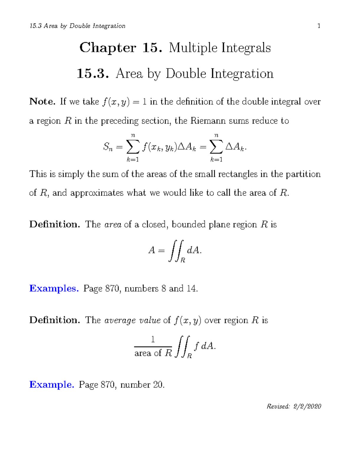 Area By Double Integration - Multiple Integrals 15. Area By Double ...