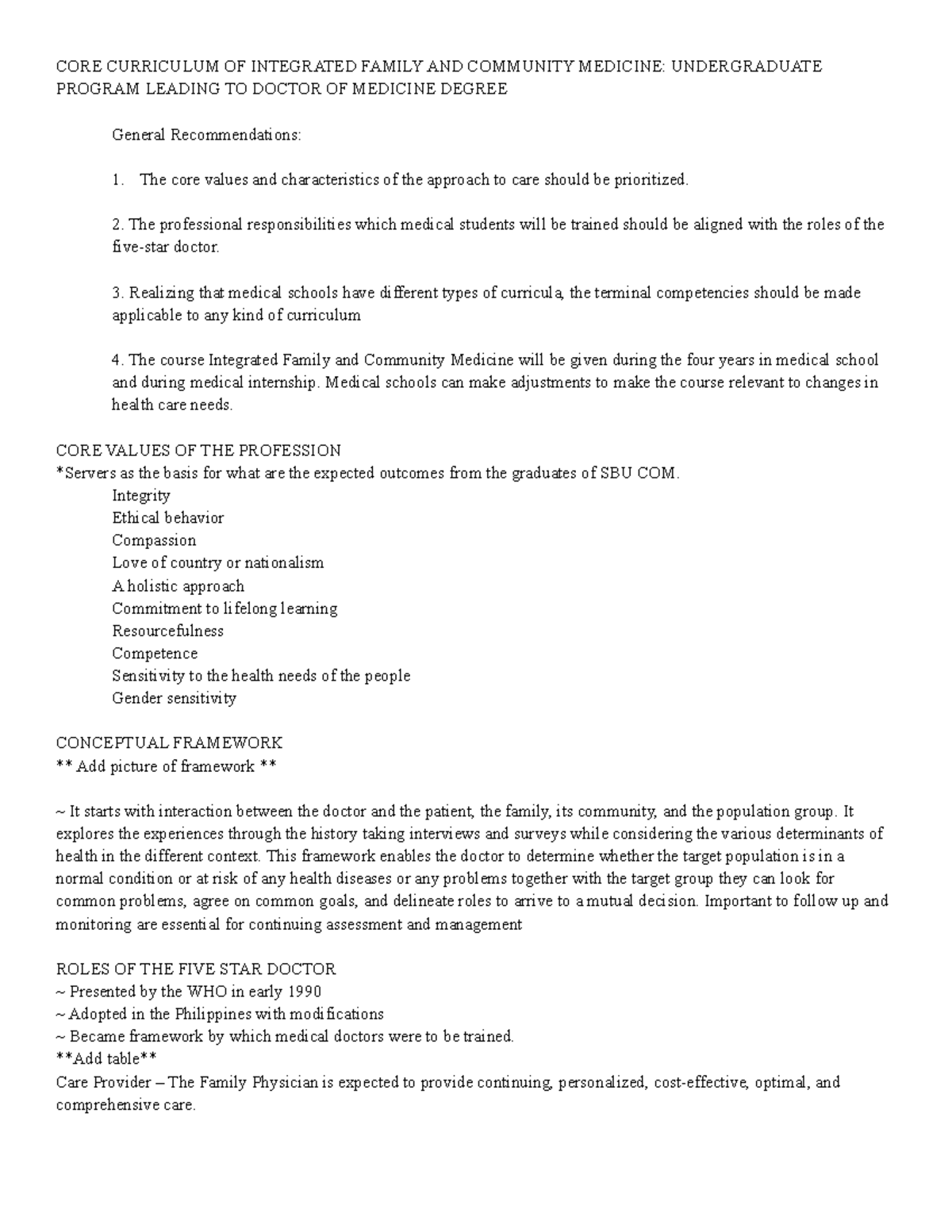 Module 1 - CORE CURRICULUM OF INTEGRATED FAMILY AND COMMUNITY MEDICINE ...