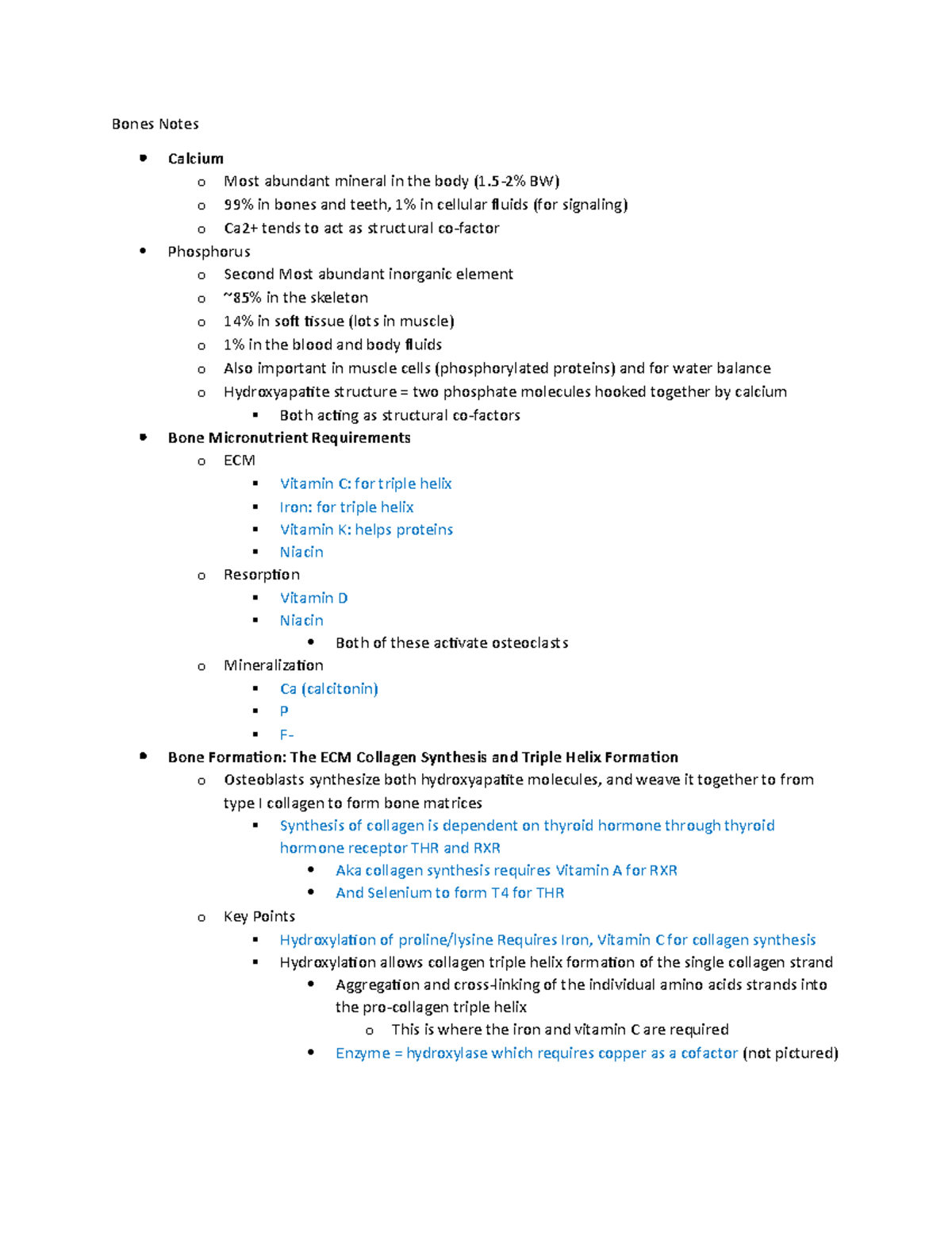 Test 3 Study Guide - Bones Notes Calcium o Most abundant mineral in the ...