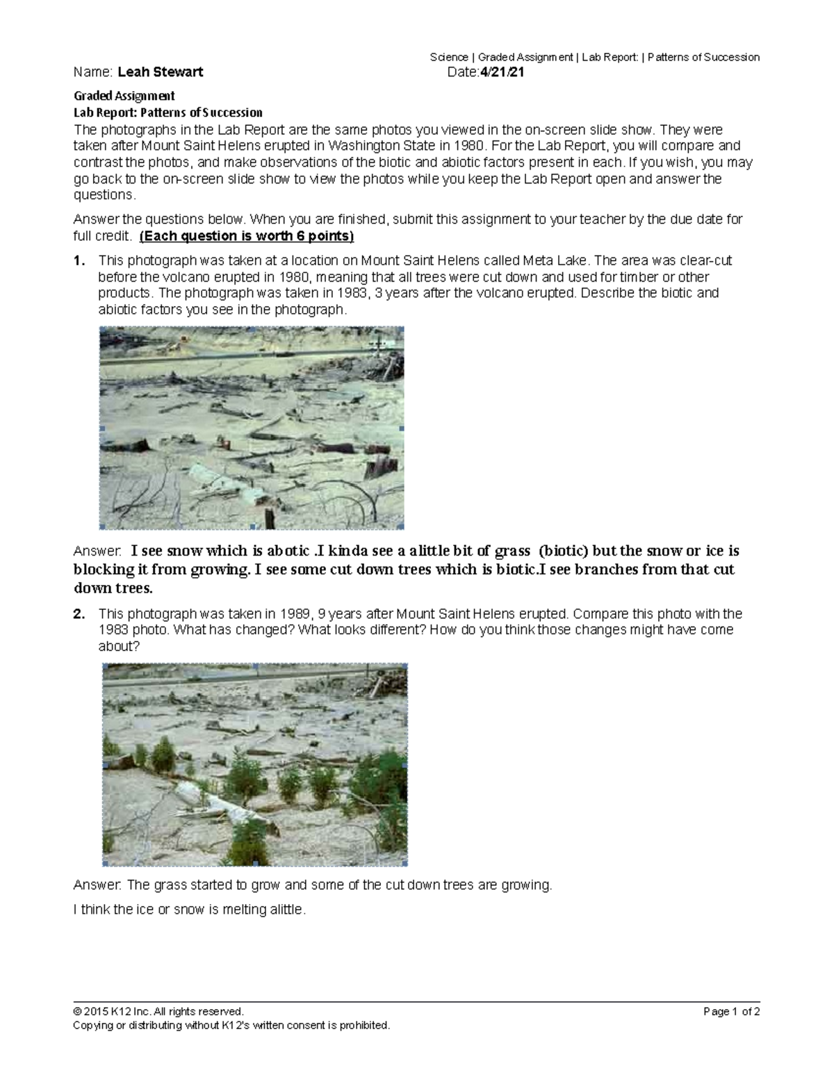 4.12 Lab Leah S 1 this will help you Science Graded Assignment