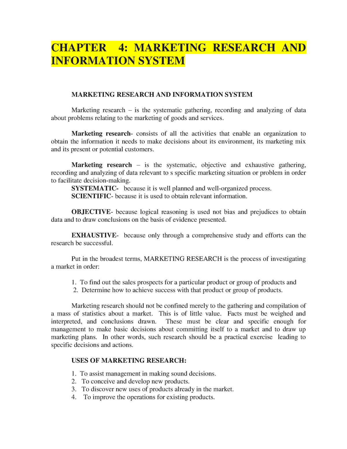 marketing research chapter 4