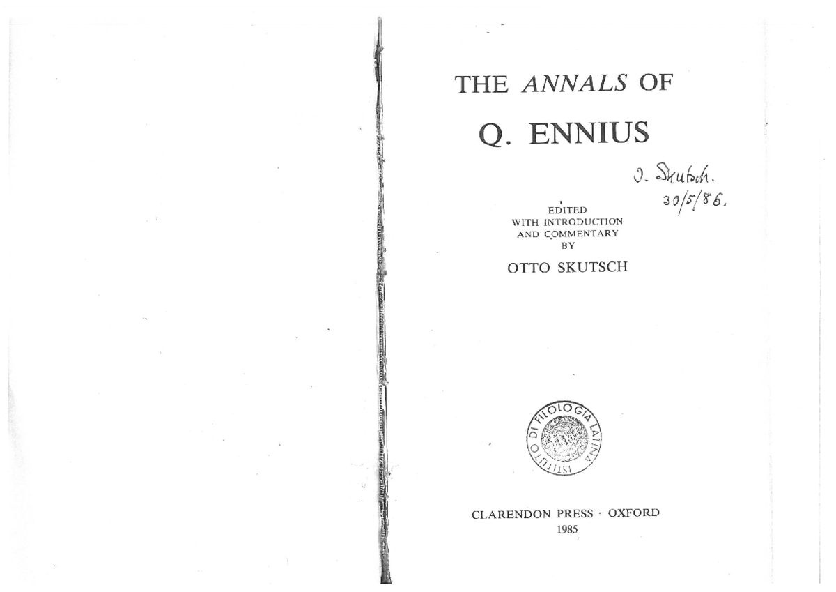 Ennio Annales Letteratura Latina Università di Padova Studocu
