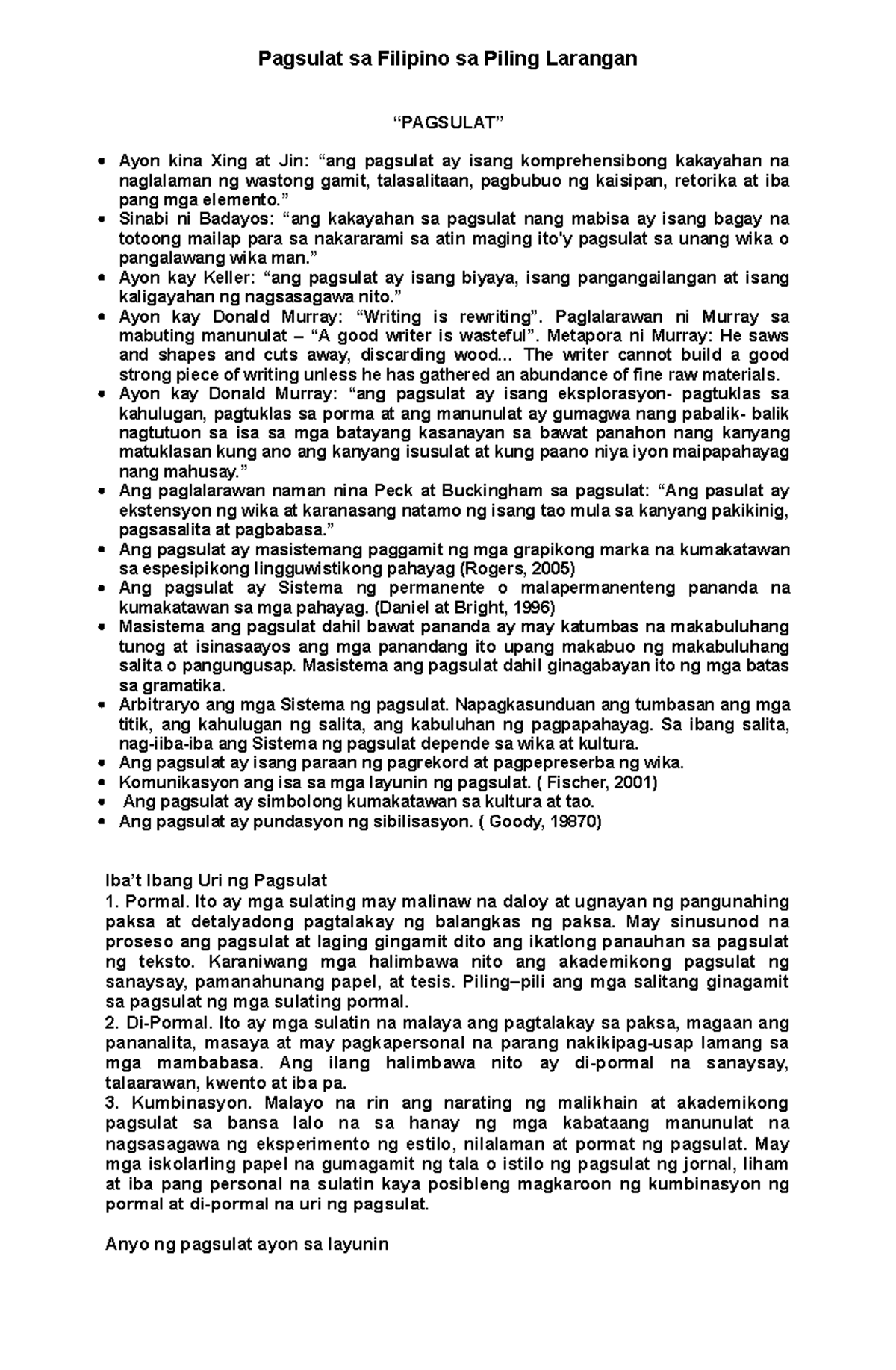 Handout- Piling- Larang-AKAD - Pagsulat sa Filipino sa Piling Larangan ...