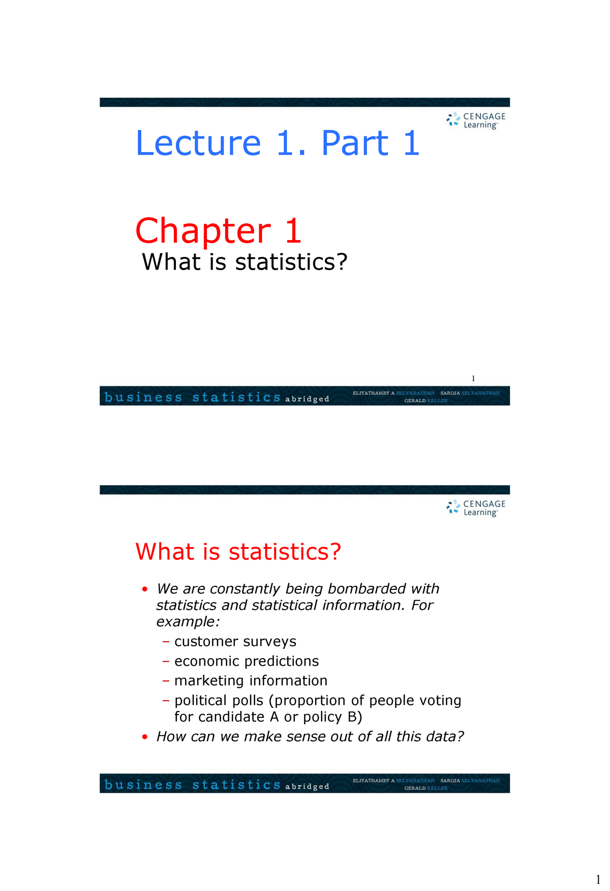 Lecture 1 Ch01&Ch02. 2 - Slide - Chapter 1 What Is Statistics? 1 Lecture 1. Part 1 What Is - Studocu