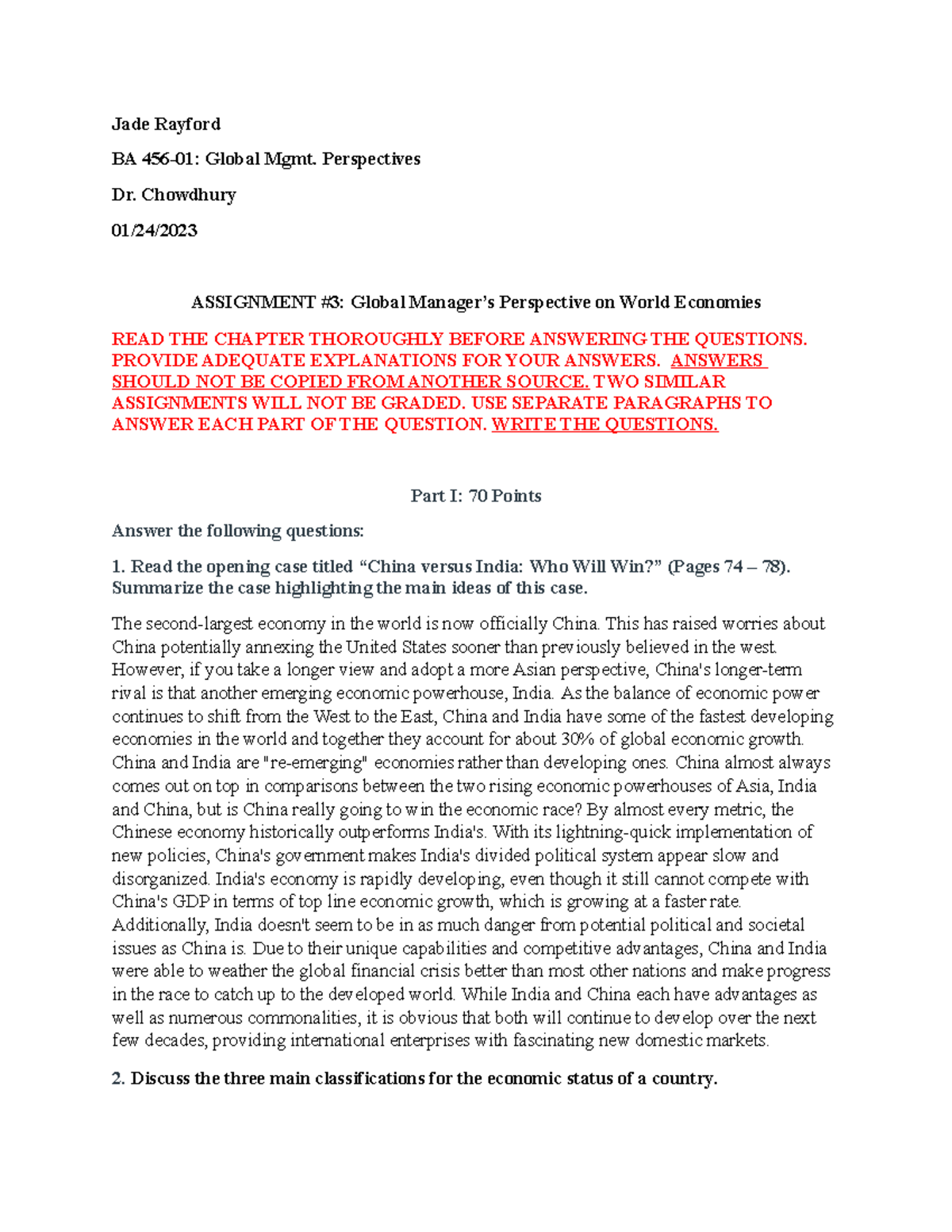 GMP-Chapter 3 - Extra Coursework for Management - Jade Rayford BA 456 ...