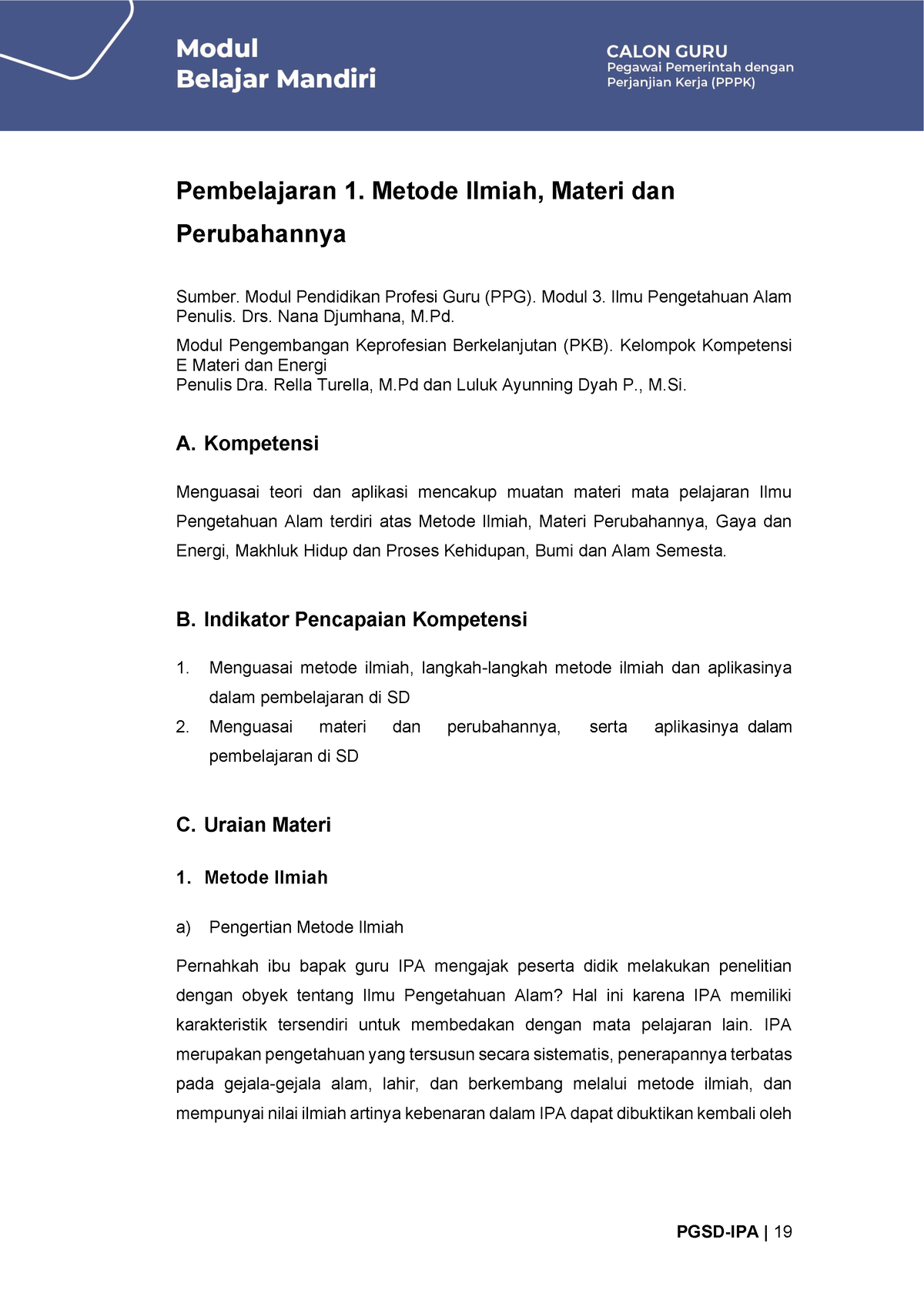 Modul Bahan Belajar - PGSD-IPA - 2021 Pembelajaran 1 - PGSD-IPA | 19 ...