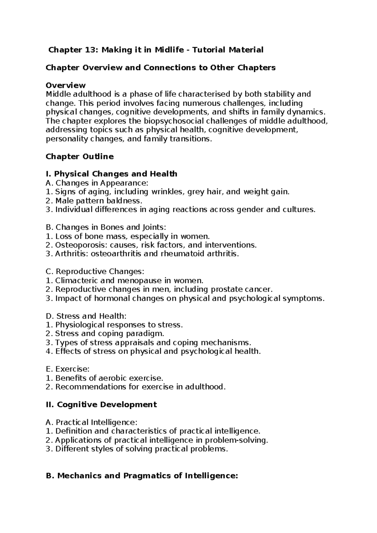 Tutorial material-Chapter 13 - Chapter 13: Making it in Midlife ...
