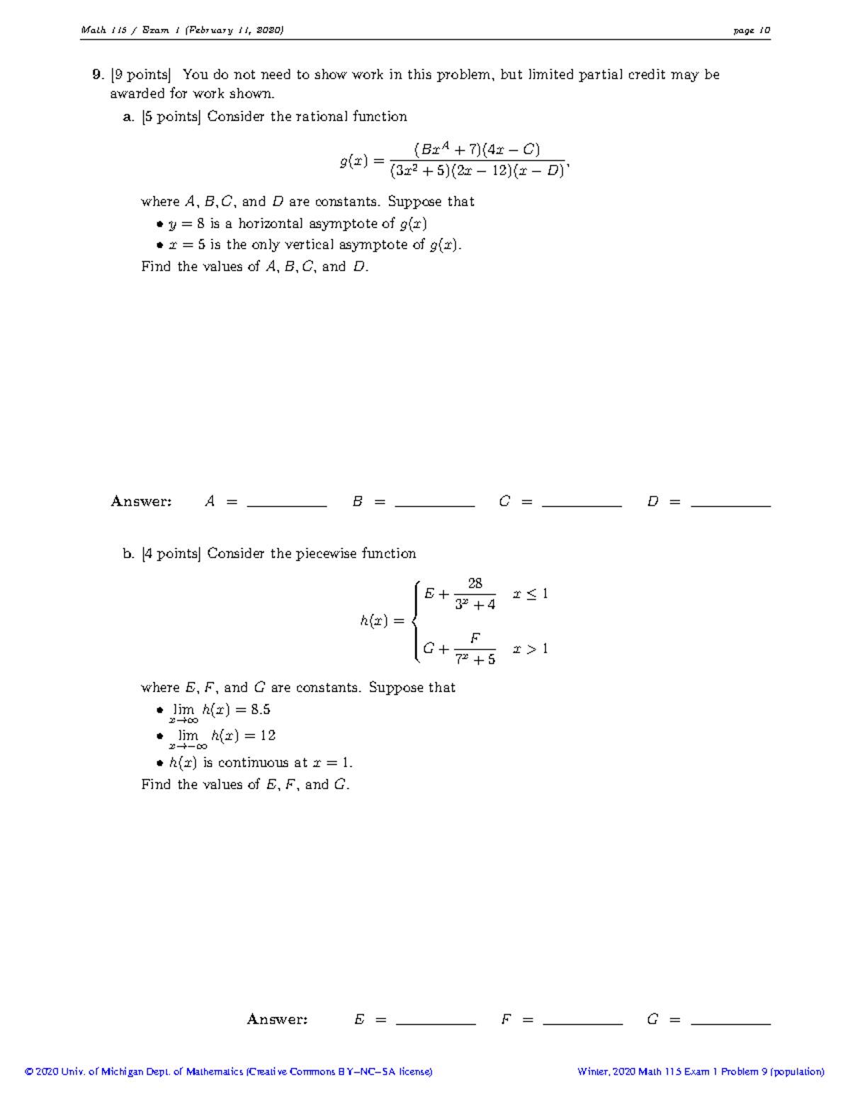 P9-2 - Practice Question For Midterm - Math 115 / Exam 1 (February 11 ...