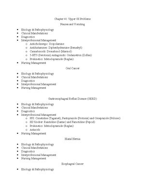 Ch. 41 Upper GI Probs Notes - Chapter 41: Upper GI Problems Nausea and ...