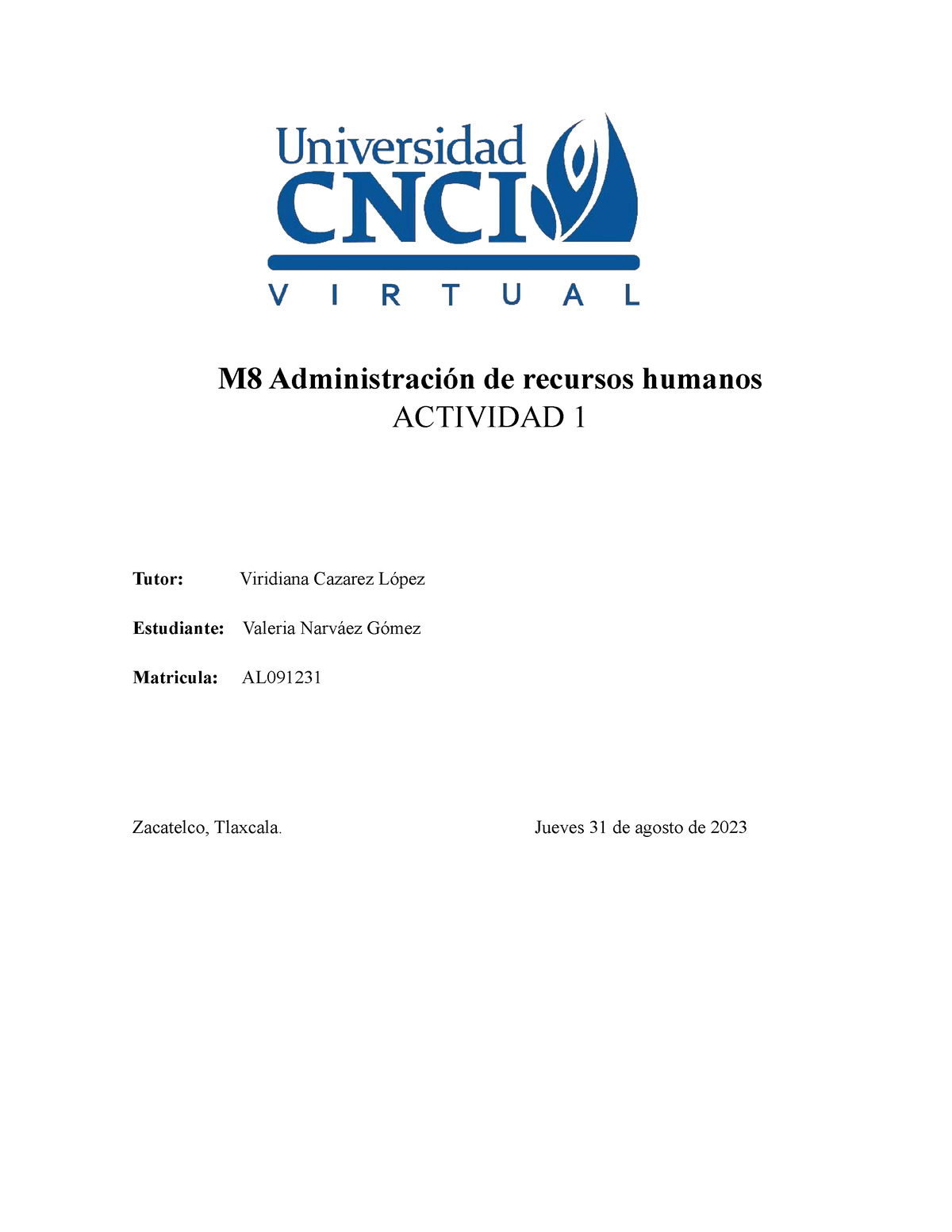 M8 Administración De Recursos Humanos FLN B Actividad 1 - M8 ...