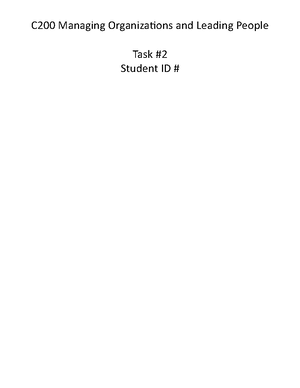 Task 2 Organization And Leadership Evaluation (Pass) - C200 Task 2 ...