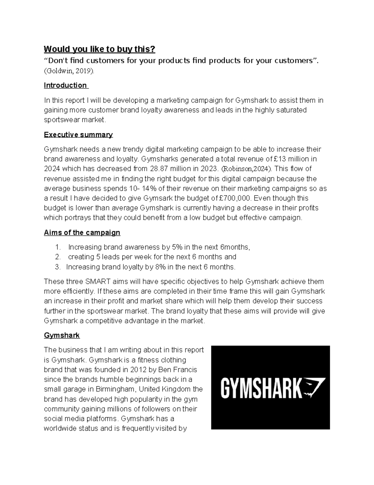 Unit 17 assignment 2 draft would you like to buy this don t find