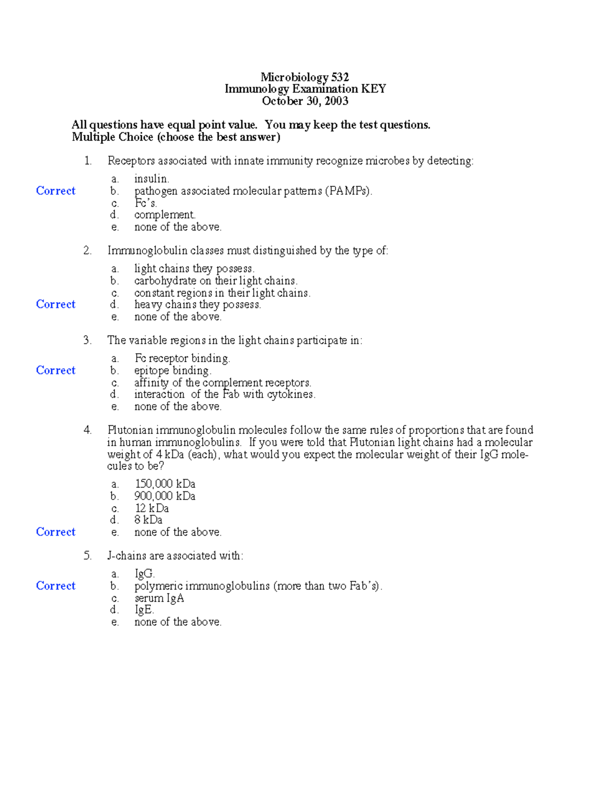 Exam2003 - Immuno - MBS100S - UWC - Studocu