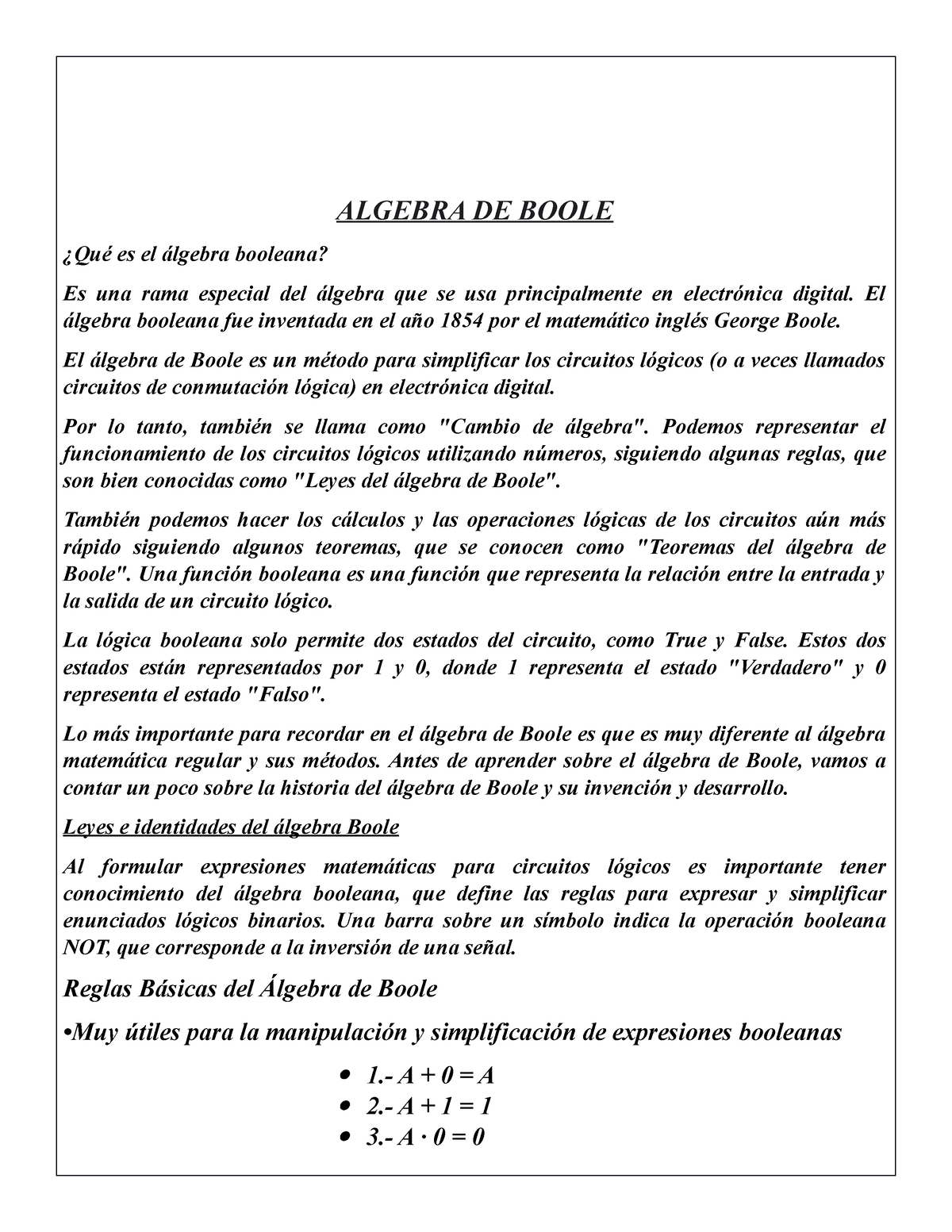 ELD Algebra De Boole - Autitos - ALGEBRA DE BOOLE ¿Qué Es El álgebra ...