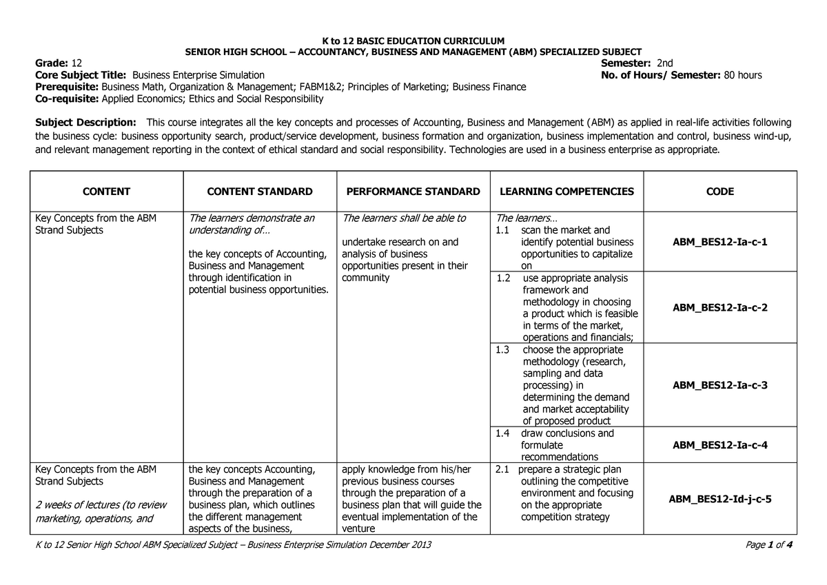 ABM Culminating Activity Business Enterprise Simulation CG 2 - SENIOR ...