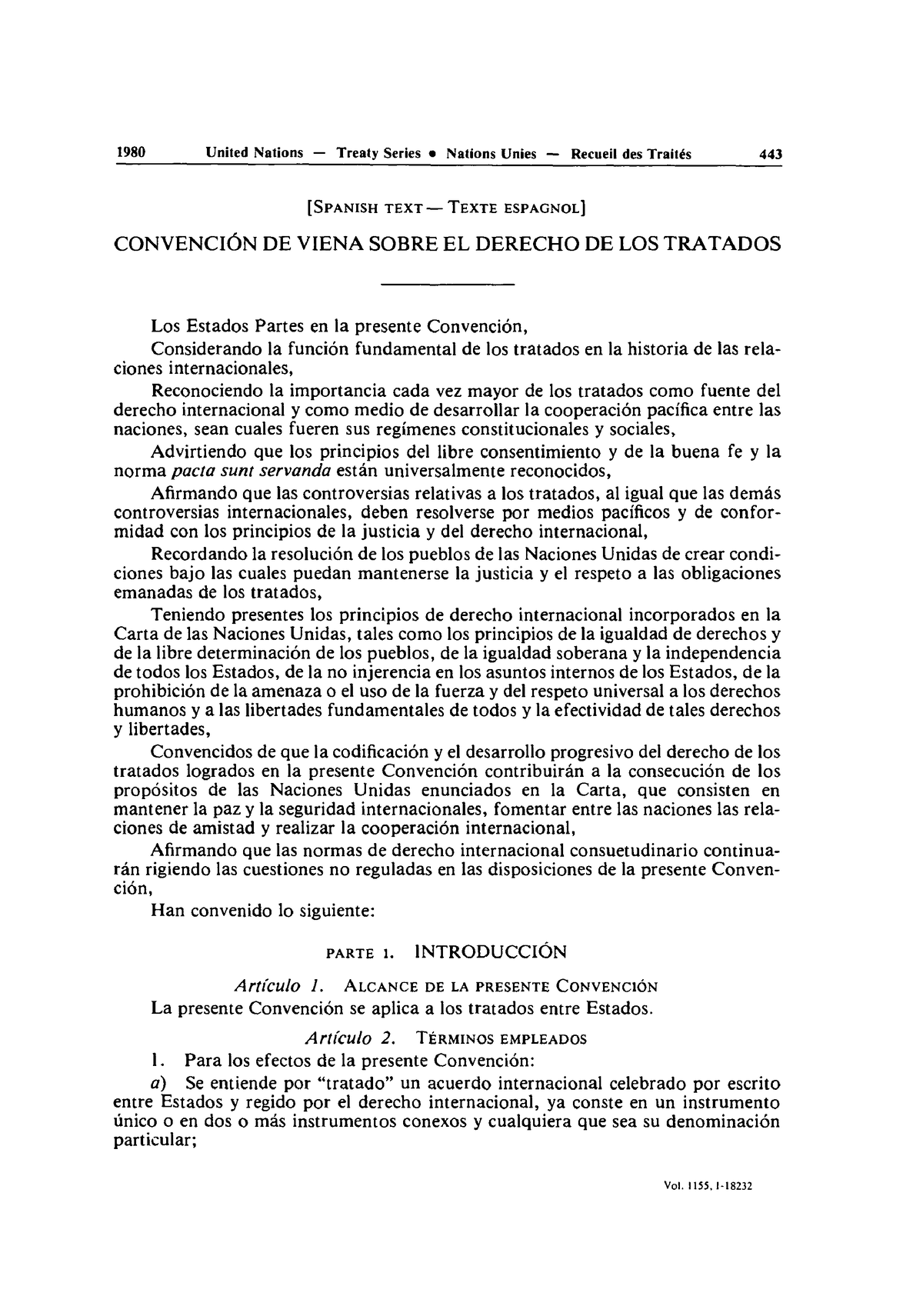 Convenci Ã³n de Viena sobre el Derecho de los Tratados United Nations Treaty Series e