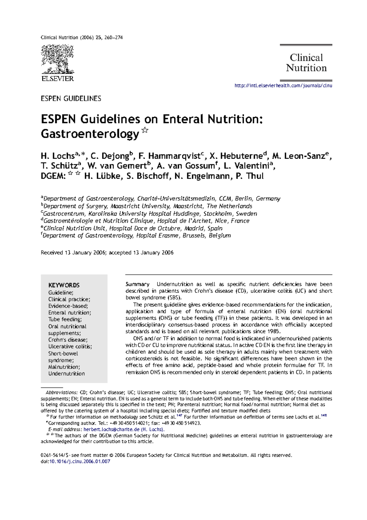 PIIS0261561406000252 - Clinical Nutrition (2006) 25 , 260– 274 ESPEN ...