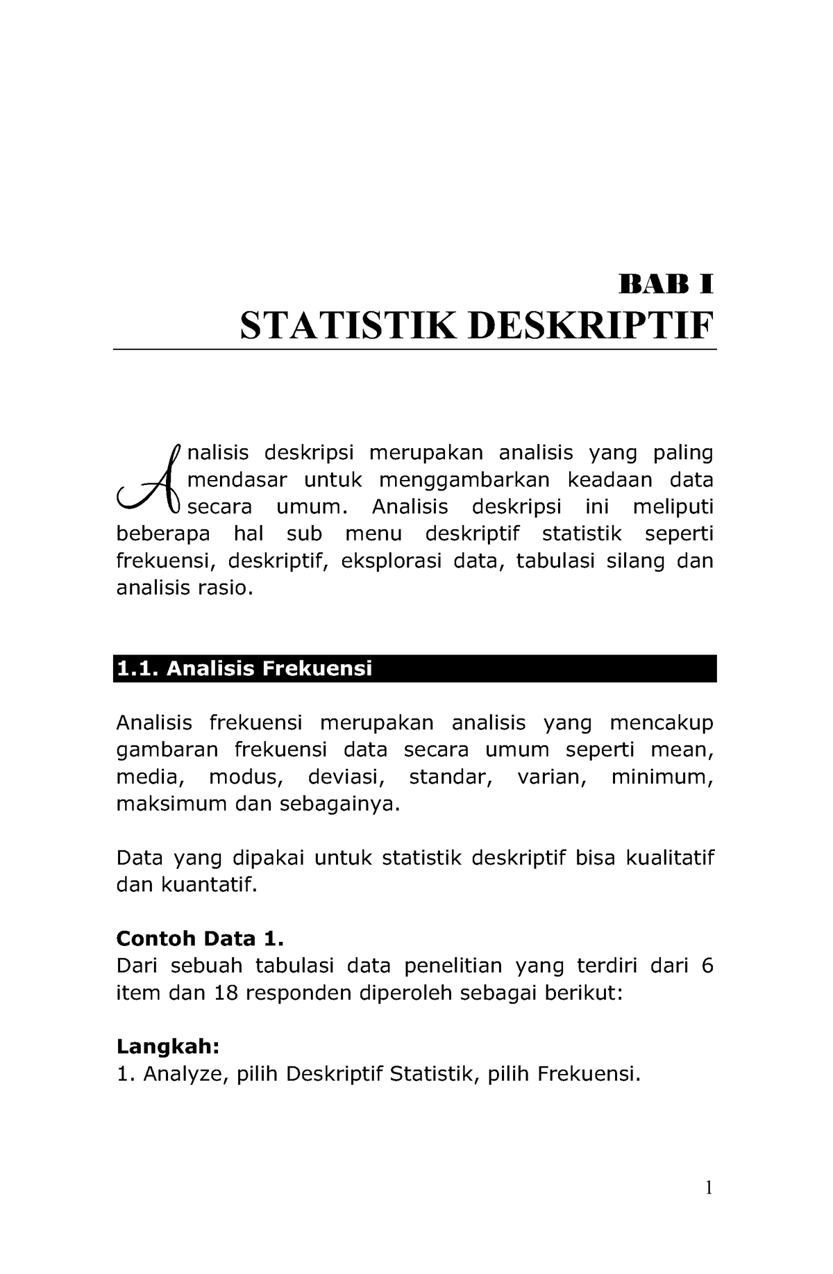 Modul SPSS 1 - Analisis Deskriptif - ANALISIS DATA PENELITIAN ...