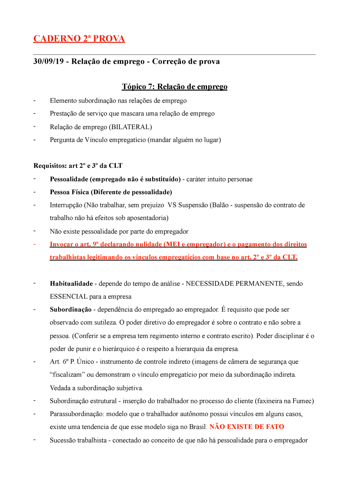 Direito Do Trabalho Caderno 2 - CADERNO 2ª PROVA 30/09/19 - Relação De ...