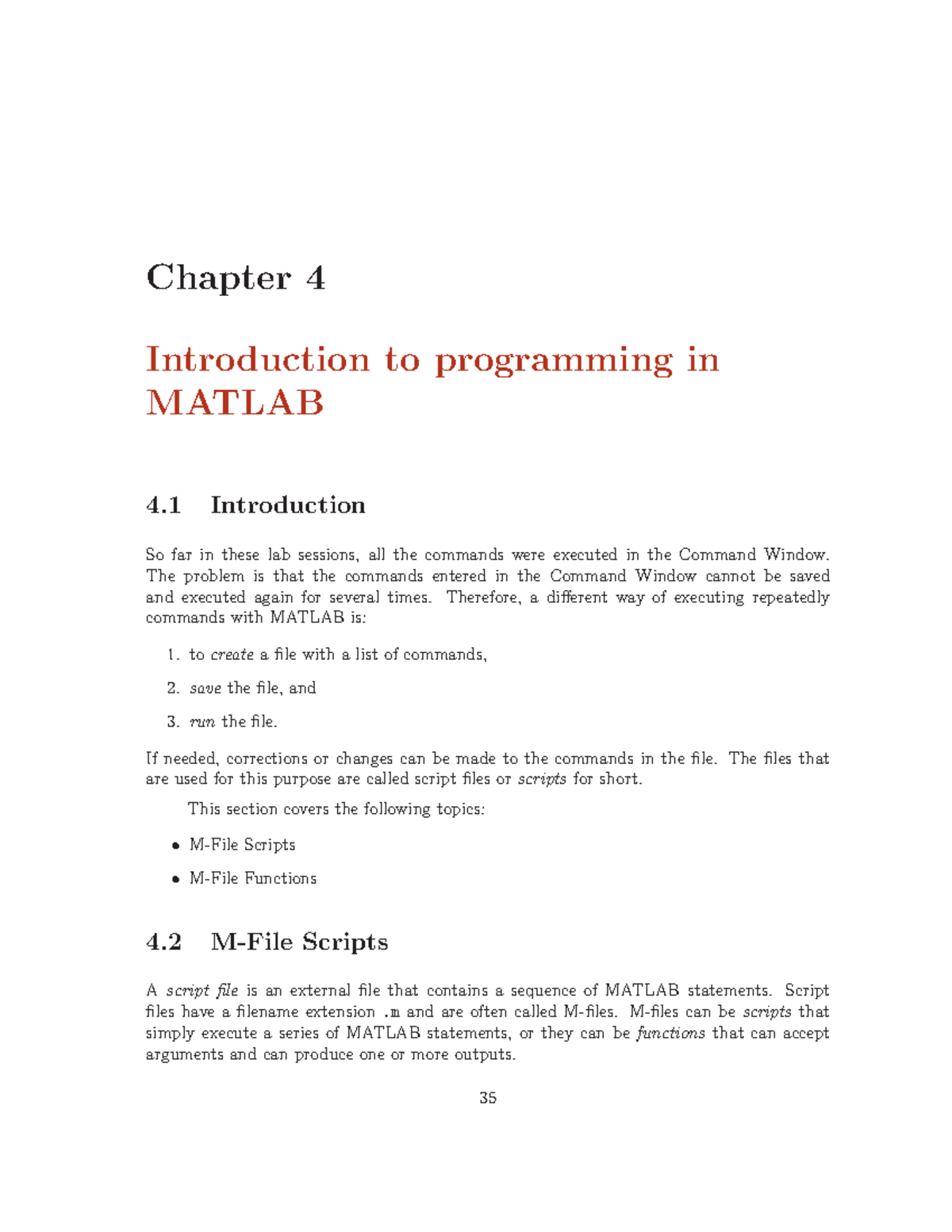 Session 5- M file - Chapter 4 Introduction to programming in MATLAB 4 ...