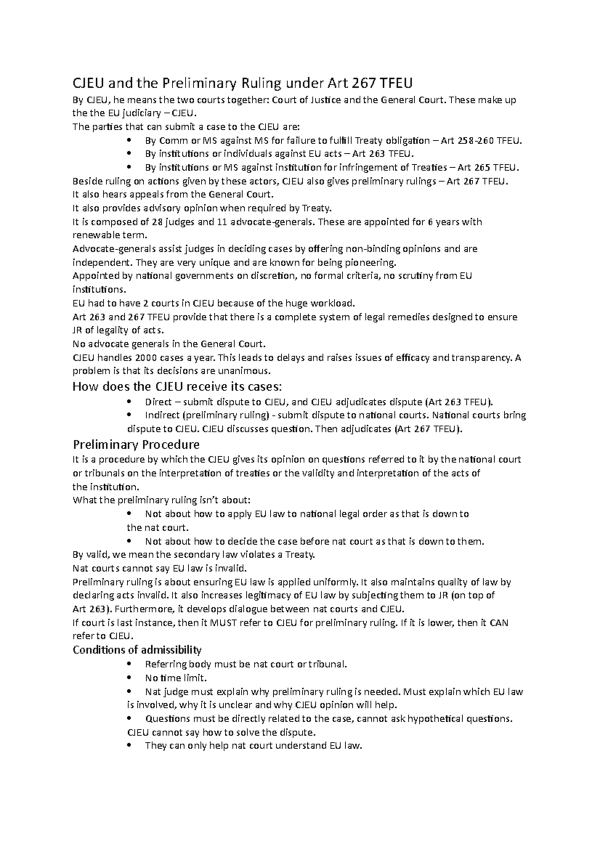 CJEU and the Preliminary Ruling under Art 267 TFEU - These make up the ...