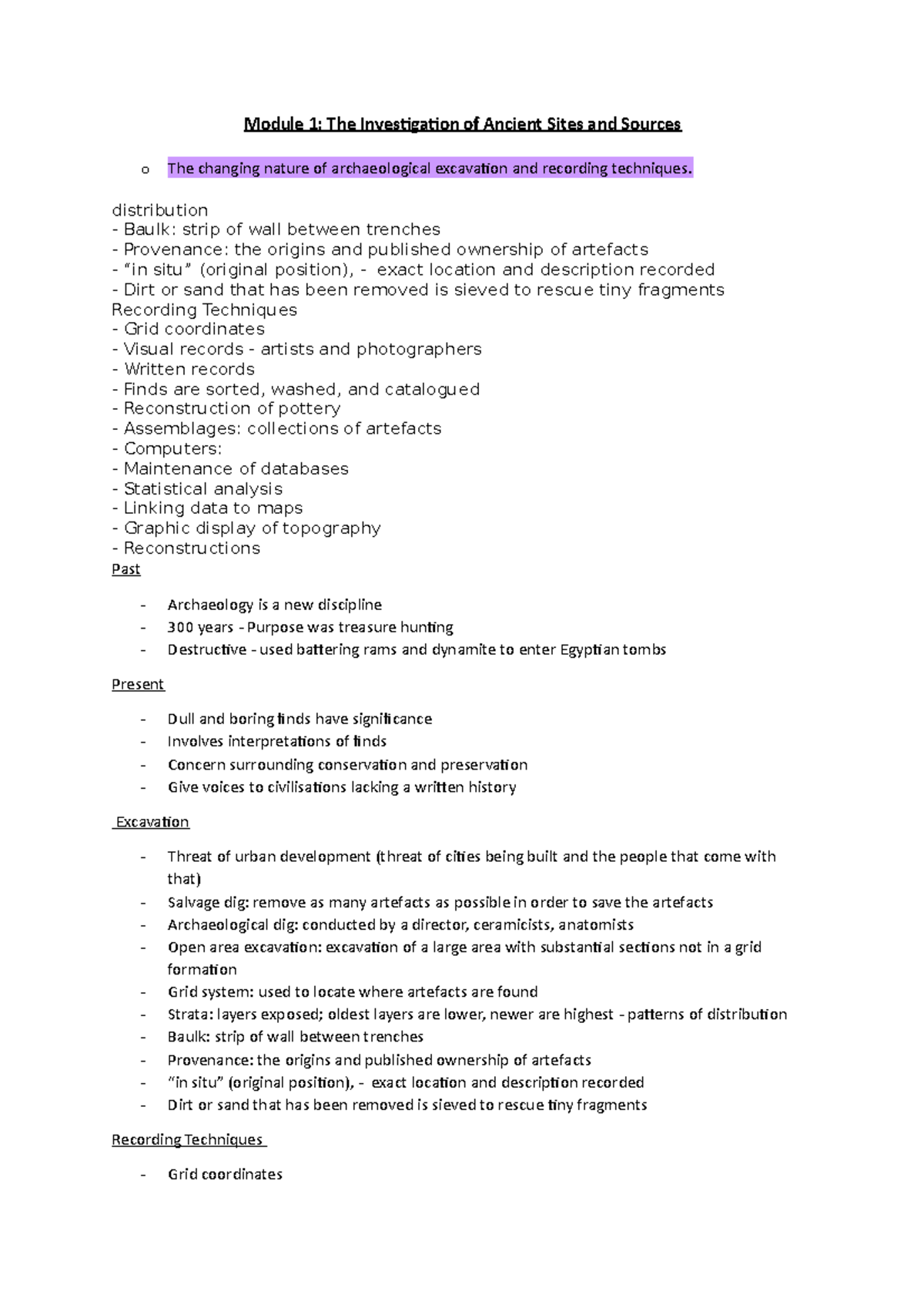 Ancient History Module 1 Summary Module 1 The Investigation Of Ancient Sites And Sources O Ancient History Module 1 Summary Module 1 The Investigation Of Ancient Sites And Sources O
