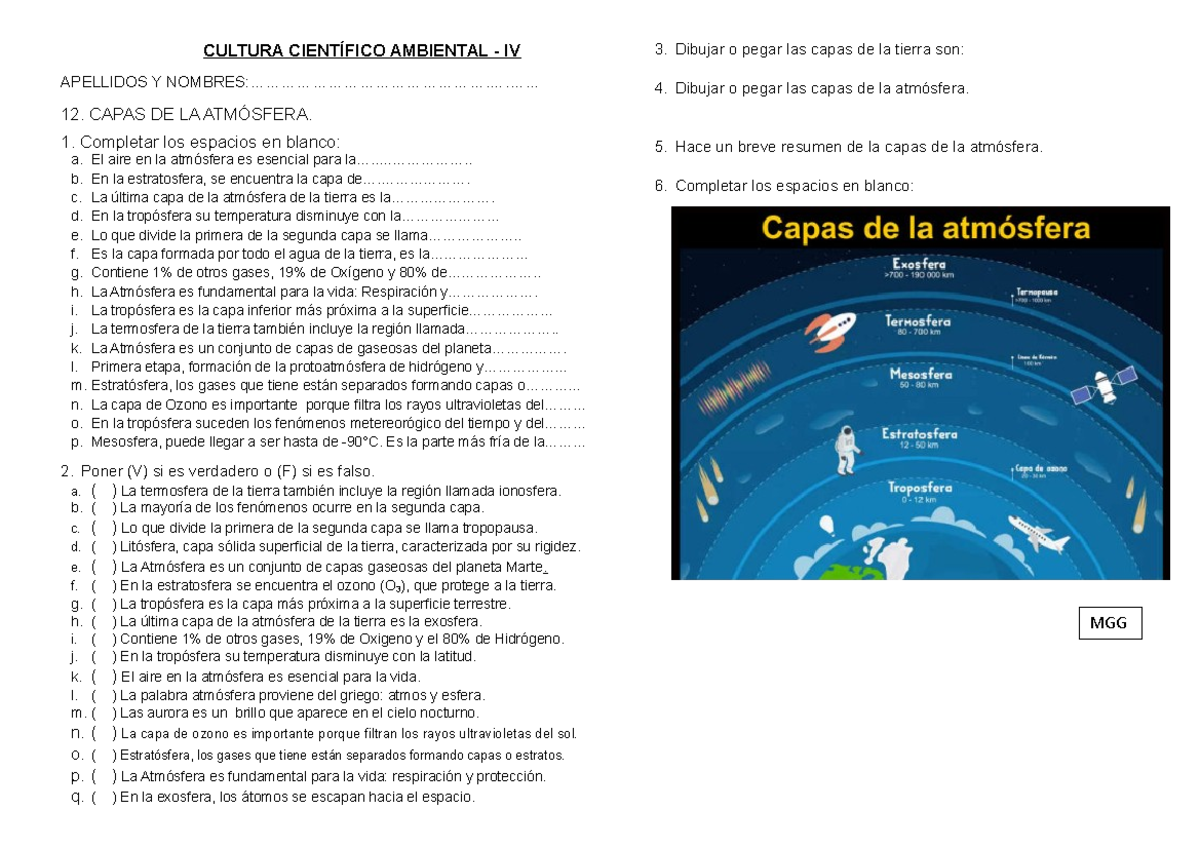 12. Prác. Capas De La Atmósfera - CULTURA CIENTÍFICO AMBIENTAL - IV ...