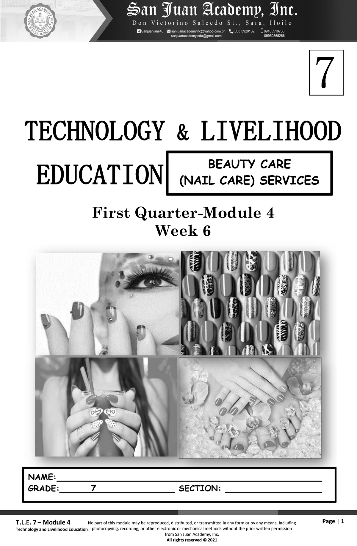 7 TLE Q1 MD 4 (WK 6) - Personal Module - Page | 1 T.L. 7 – Module 4 ...