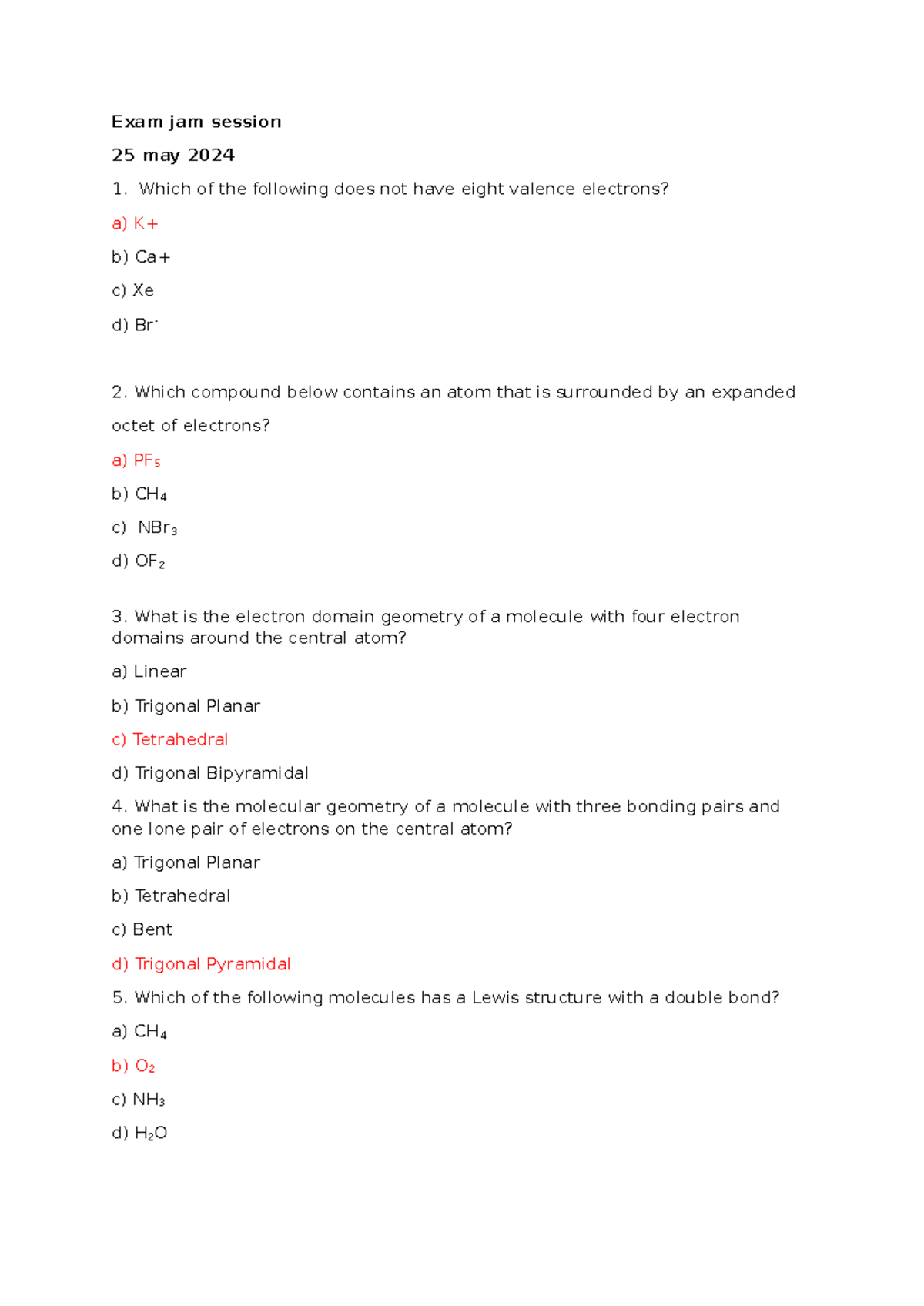 Document for jam - Practice problems - Exam jam session 25 may 2024 ...