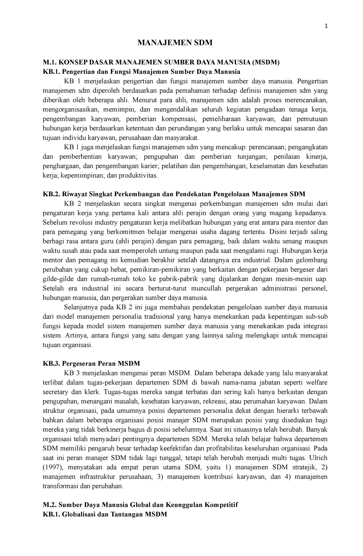 Modul 5 Manajemen SDM - MANAJEMEN SDM M. KONSEP DASAR MANAJEMEN SUMBER ...