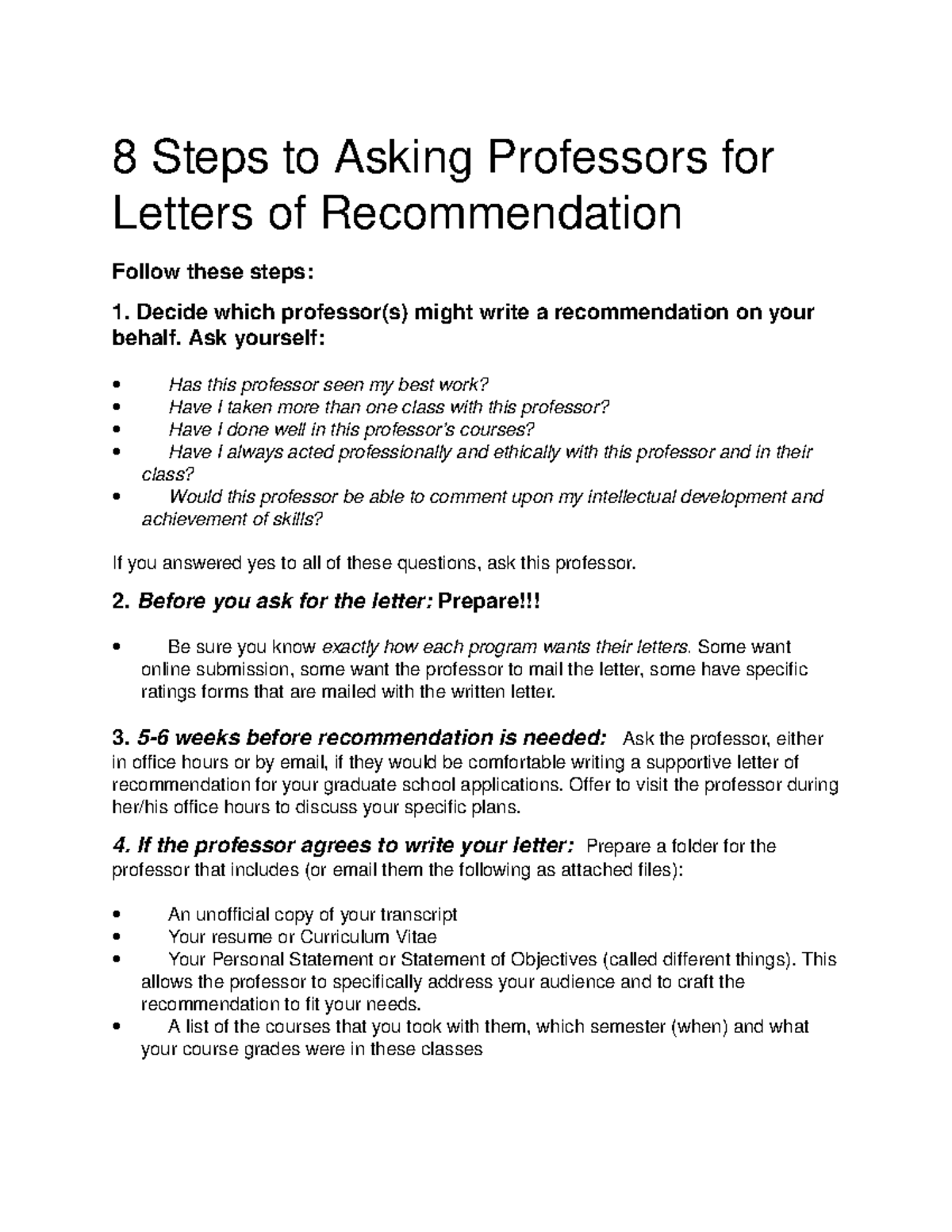 How to ask for a letter of recommendation - 8 Steps to Asking