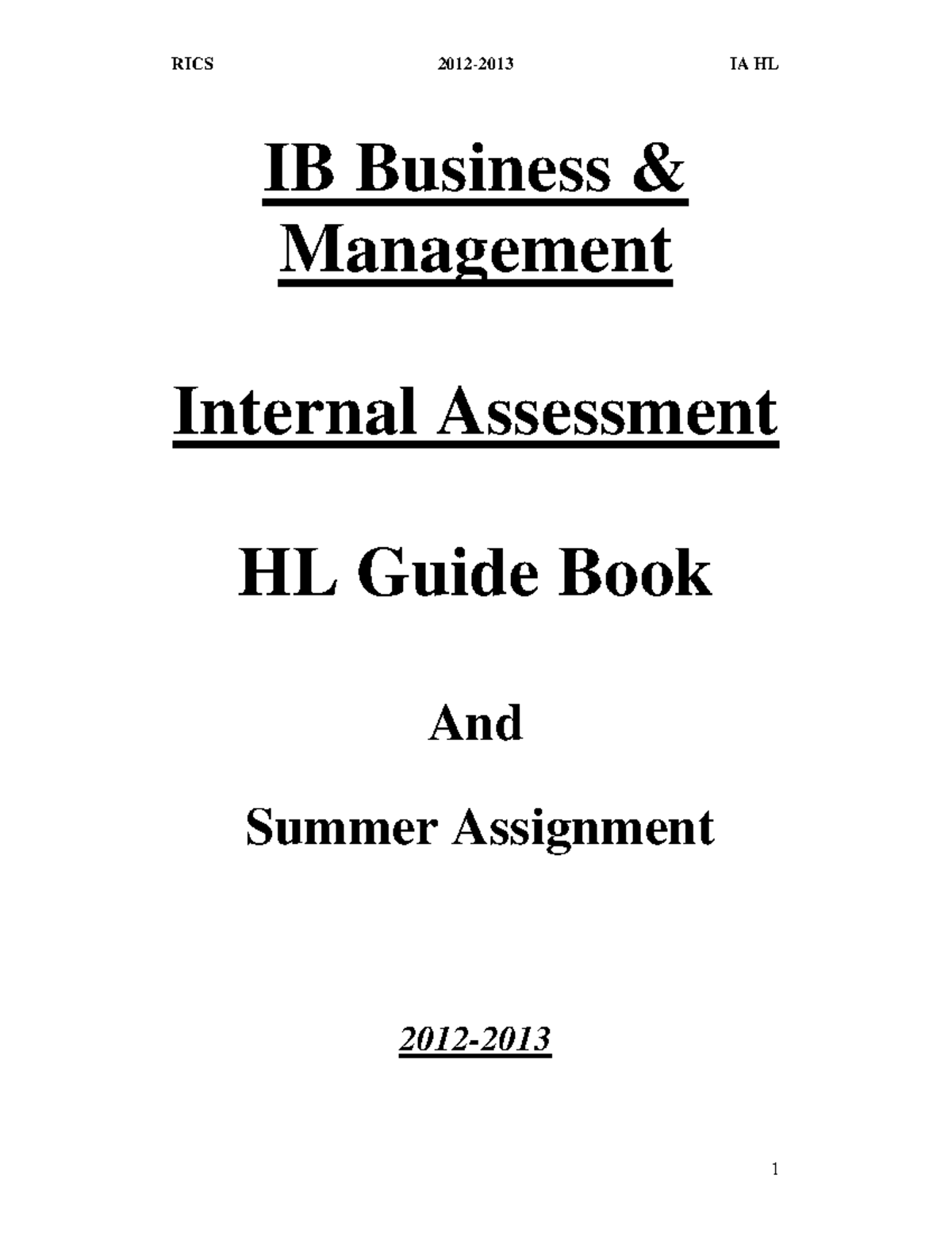 BM HL IA Format - notes - IB Business & Management Internal Assessment ...