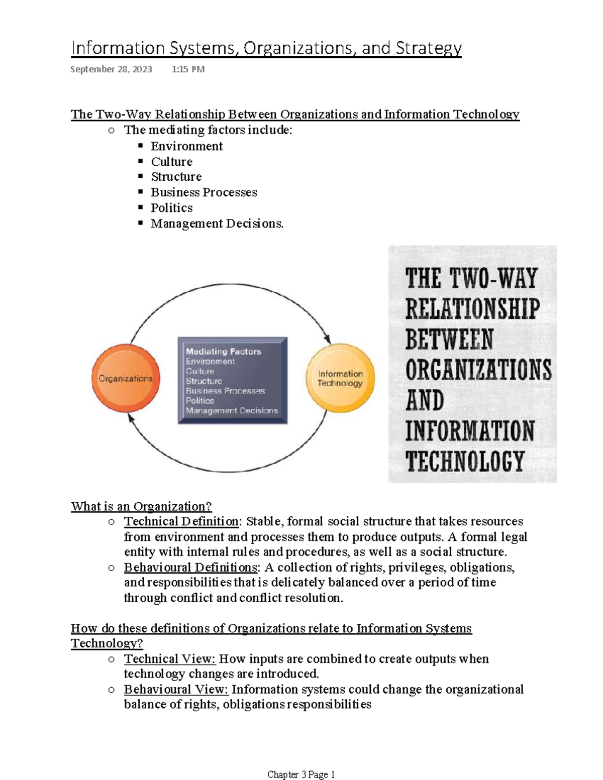 COMM 2KA3 Chapter 3, Information Systems, Organizations And Strategy ...