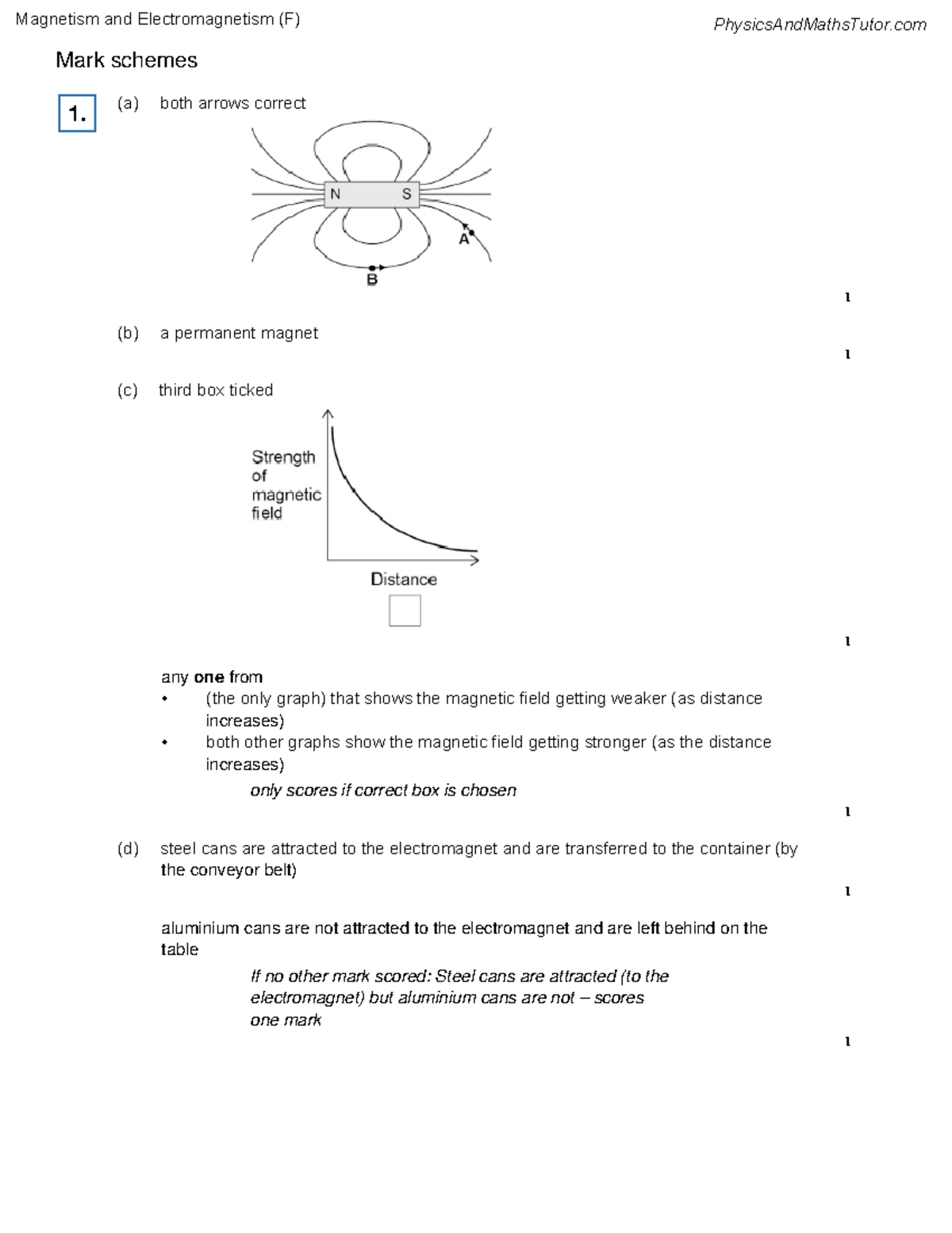 and (F) MS Mark schemes (a) both arrows
