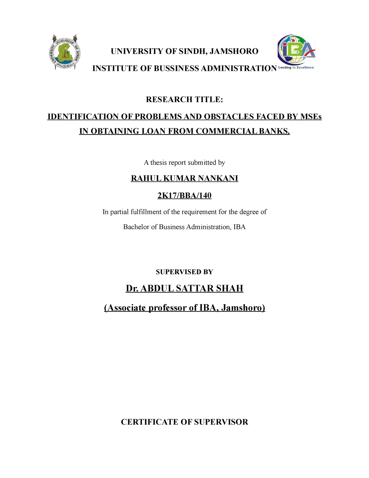 sindh university thesis format