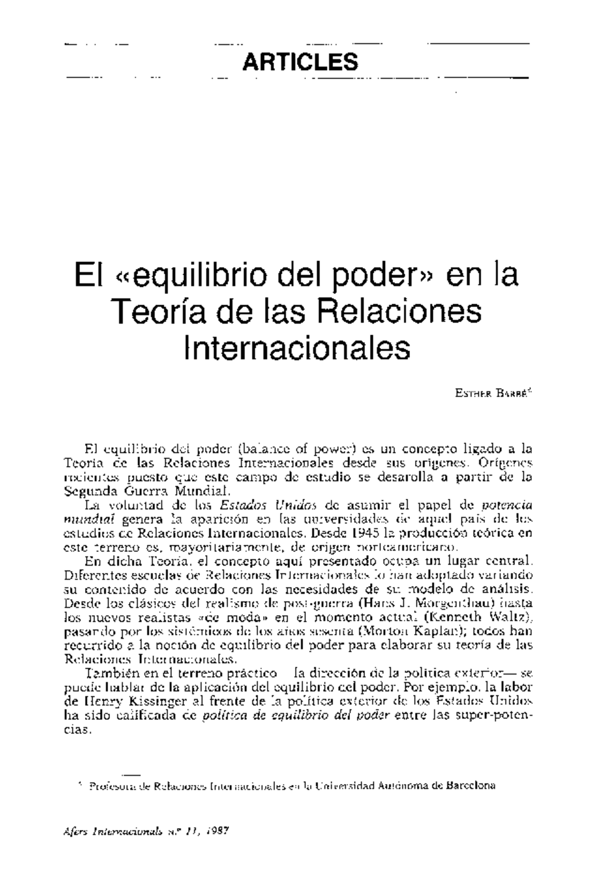 Equilibrio de Poder - Resumen de política internacional - ARTICLES El