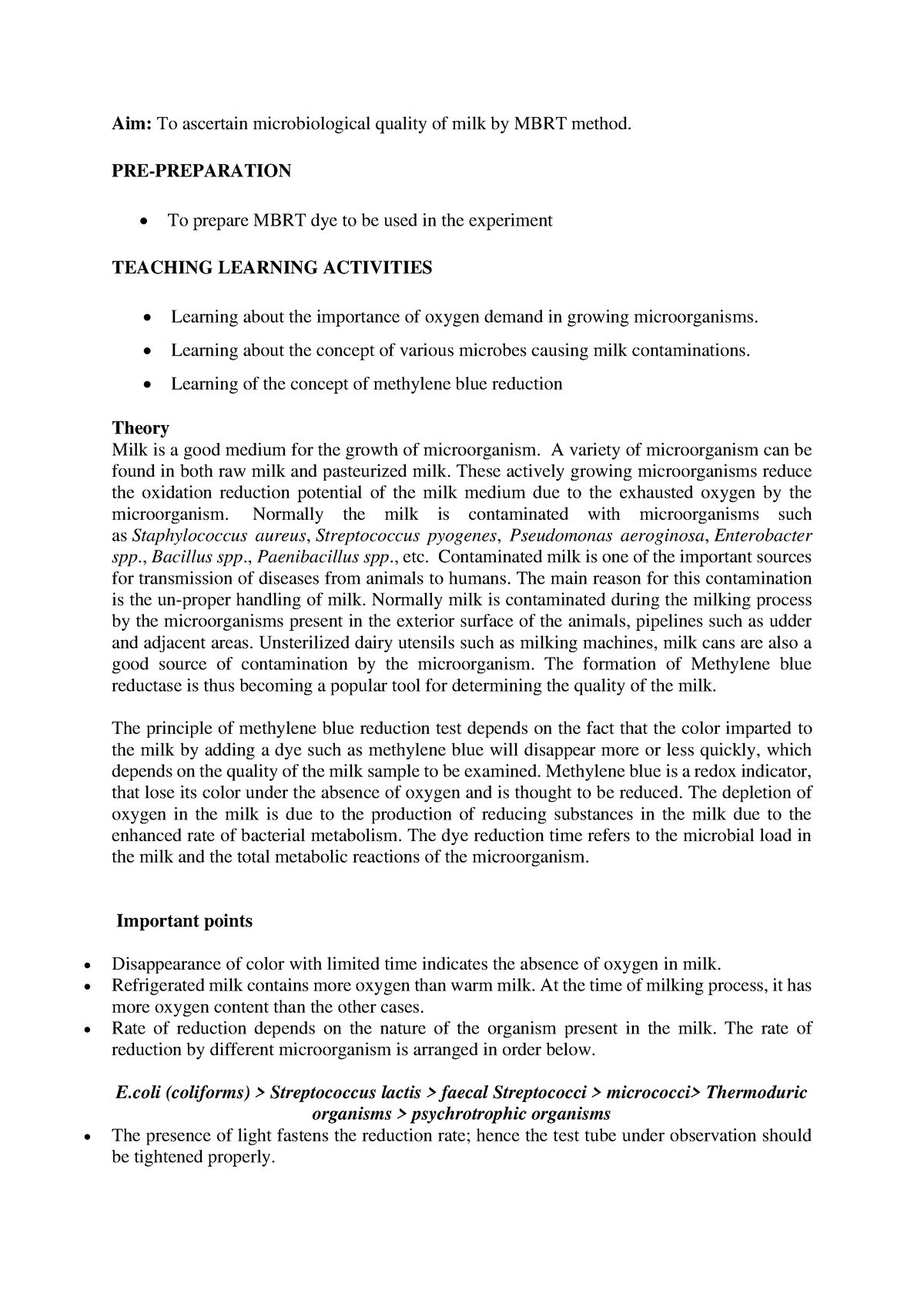 Lab Manual Experiment-1 - Aim: To ascertain microbiological quality of ...