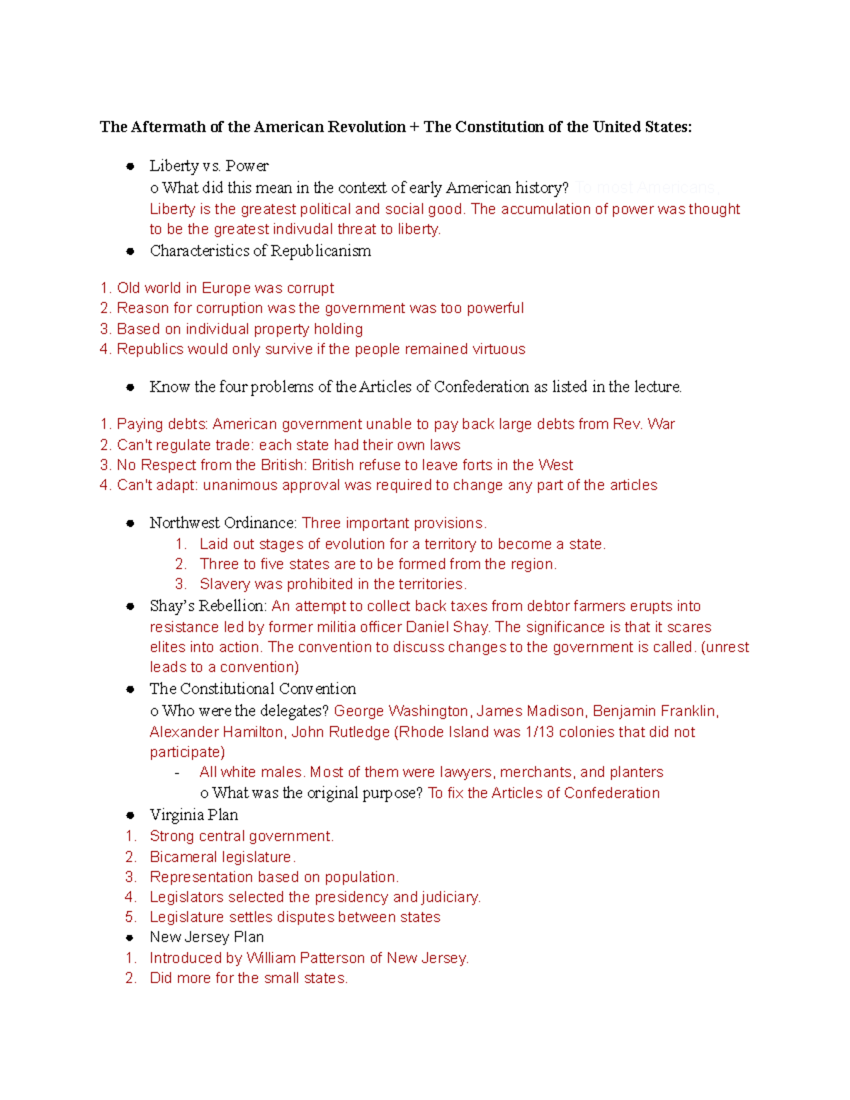History Exam 2 Study Guide, Baker - The Aftermath of the American ...