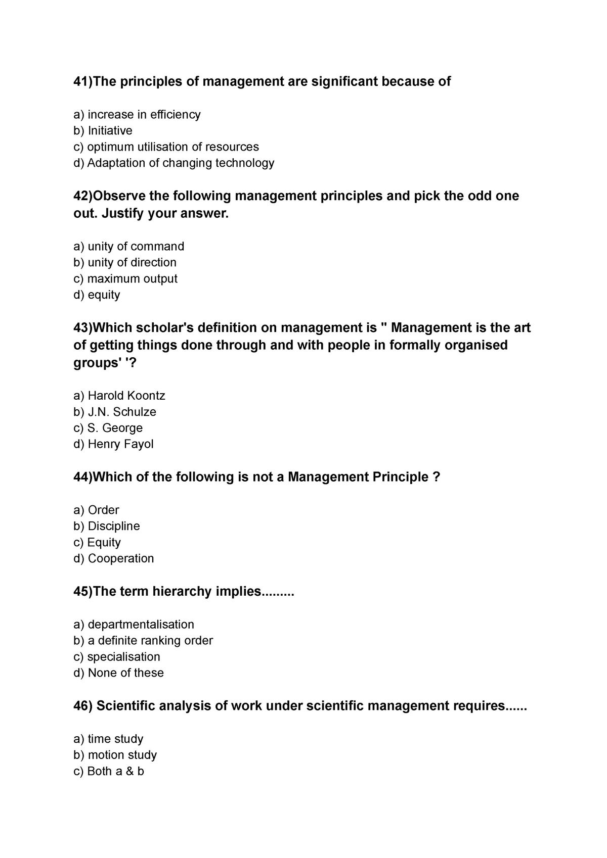 MCQS Management Principles Unit Two 41-50 - 41)The Principles Of ...