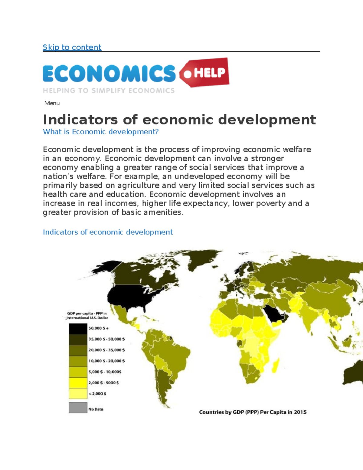 Economic development - Skip to content Menu Indicators of economic ...