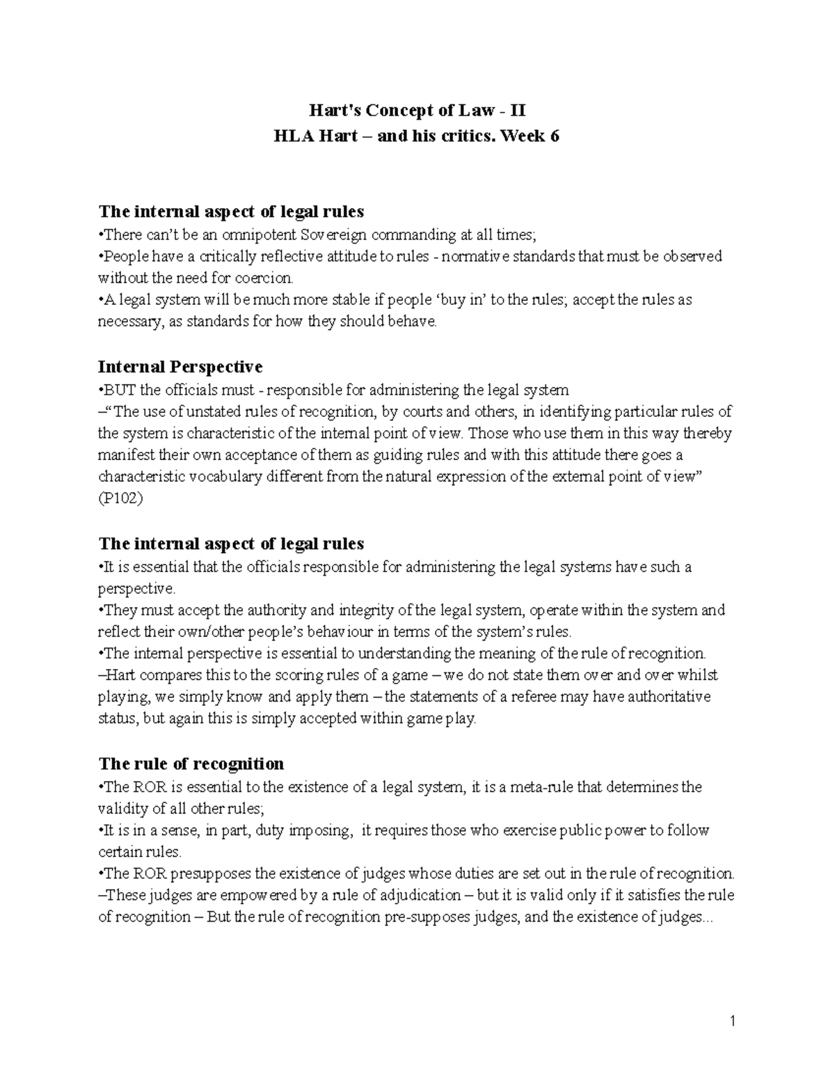 Hart's Concept of Law - IIV understanding of law 1958 - Jurisprudence ...