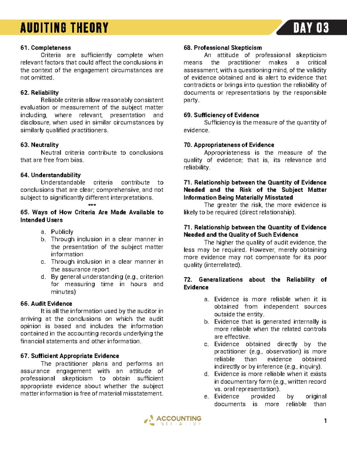 Auditing Theory - Day 03 - Auditing Theory Day 03 1 61. Completeness ...