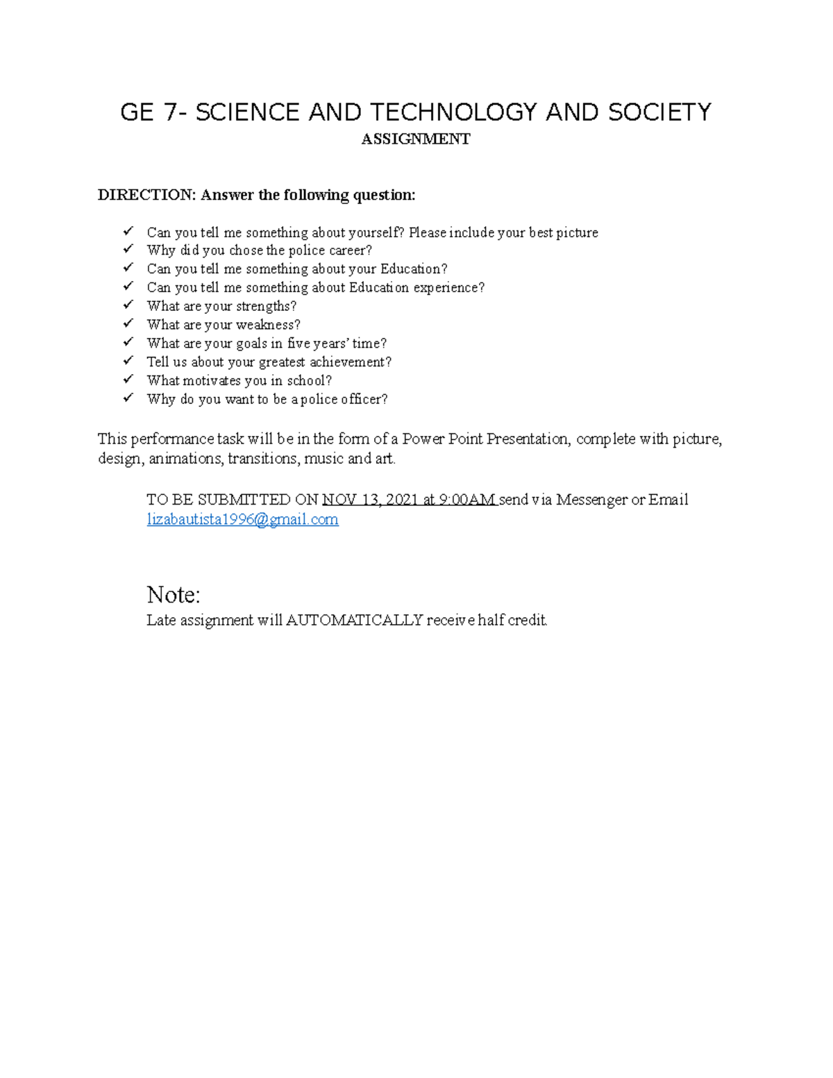 GE-7- Assignment - For study purposes - GE 7- SCIENCE AND TECHNOLOGY ...