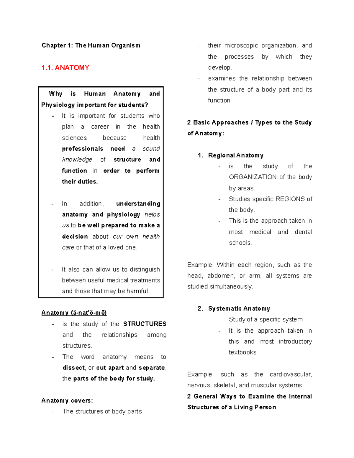 Anatomy and Physiology - Chapter 1 The Human Organism - Chapter 1: The ...