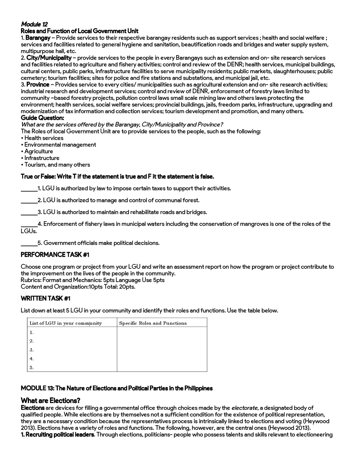 Module-12- Handout - Essay on the activities given by our teachers ...