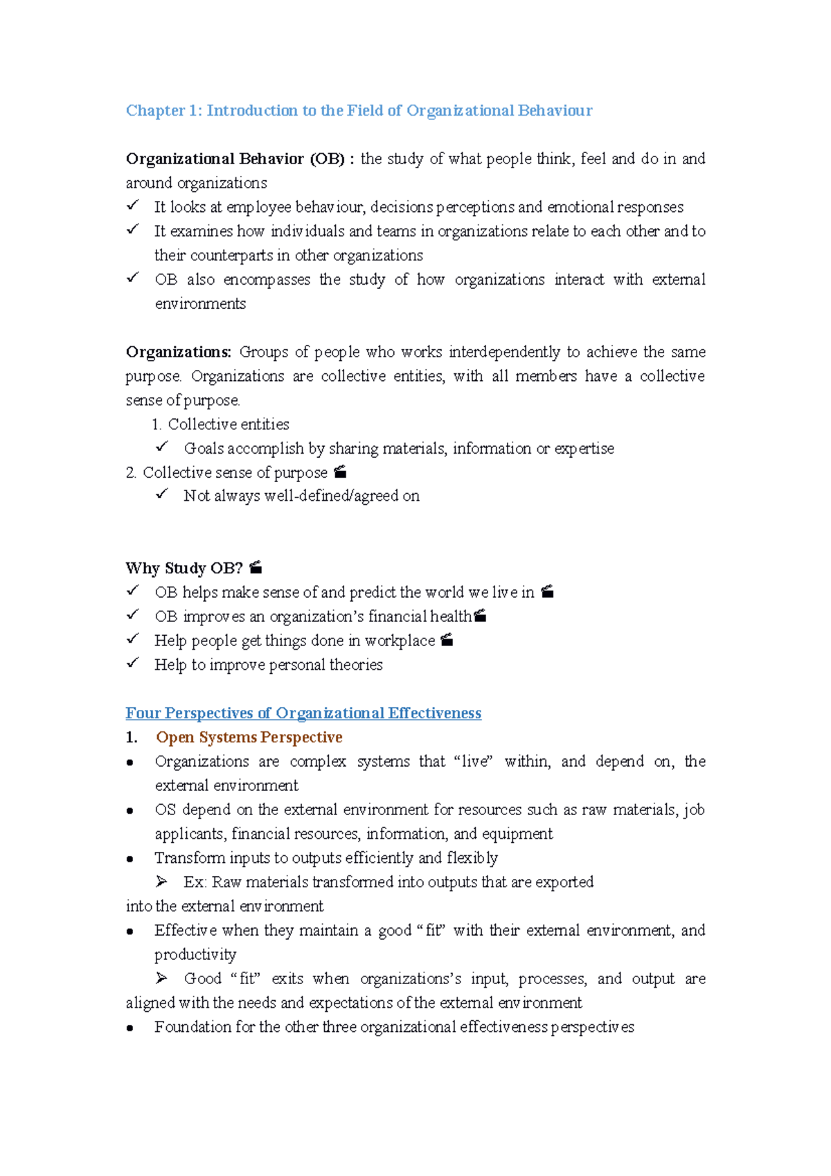 Chapter 1 Done - Chapter 1: Introduction to the Field of Organizational ...